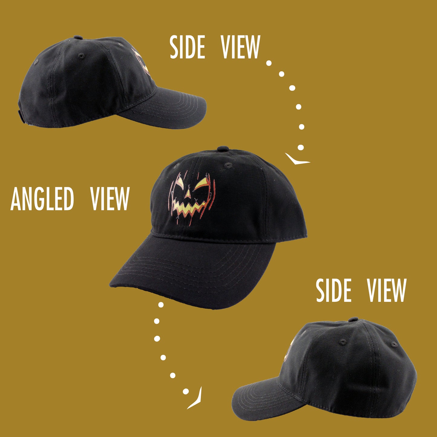 Halloween Scary Evil Jack O Lantern Pumpkin Adult Dark Baseball Cap Hat-Baseball Cap-TooLoud-Black-One Size-Davson Sales