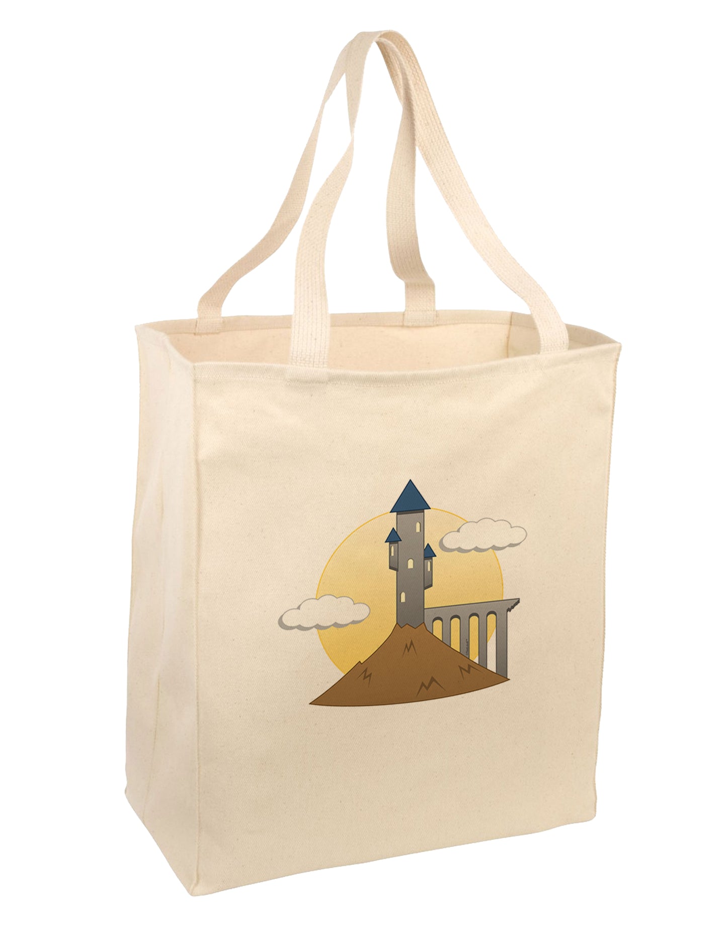 Moonlit Wizard Tower - Halloween Large Grocery Tote Bag-Grocery Tote-TooLoud-Natural-Large-Davson Sales