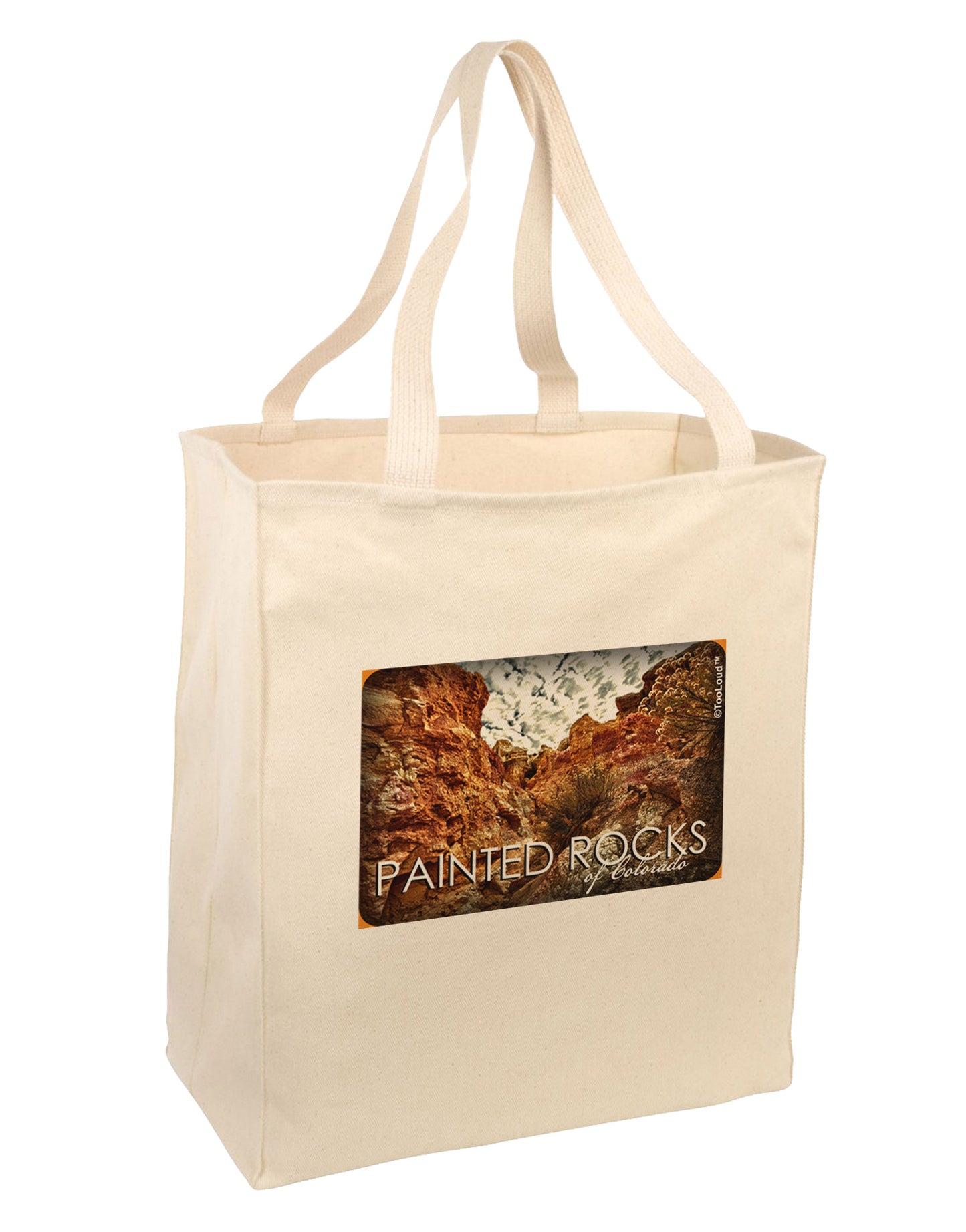 Colorado Painted Rocks Text Large Grocery Tote Bag-Grocery Tote-TooLoud-Natural-Large-Davson Sales