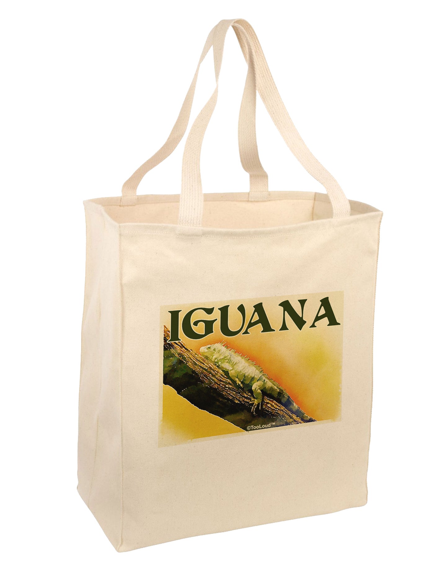Iguana Watercolor Text Large Grocery Tote Bag-Grocery Tote-TooLoud-Natural-Large-Davson Sales