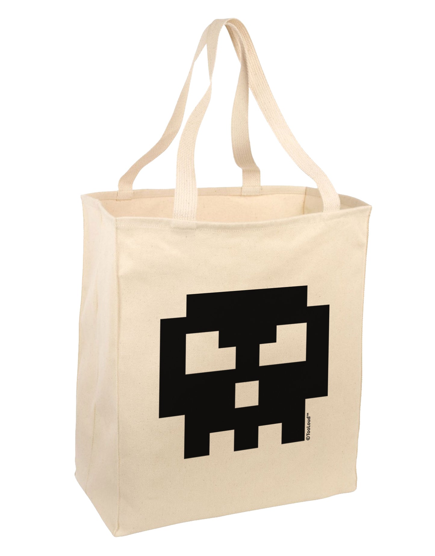 Retro 8-Bit Skull Large Grocery Tote Bag-Grocery Tote-TooLoud-Natural-Large-Davson Sales