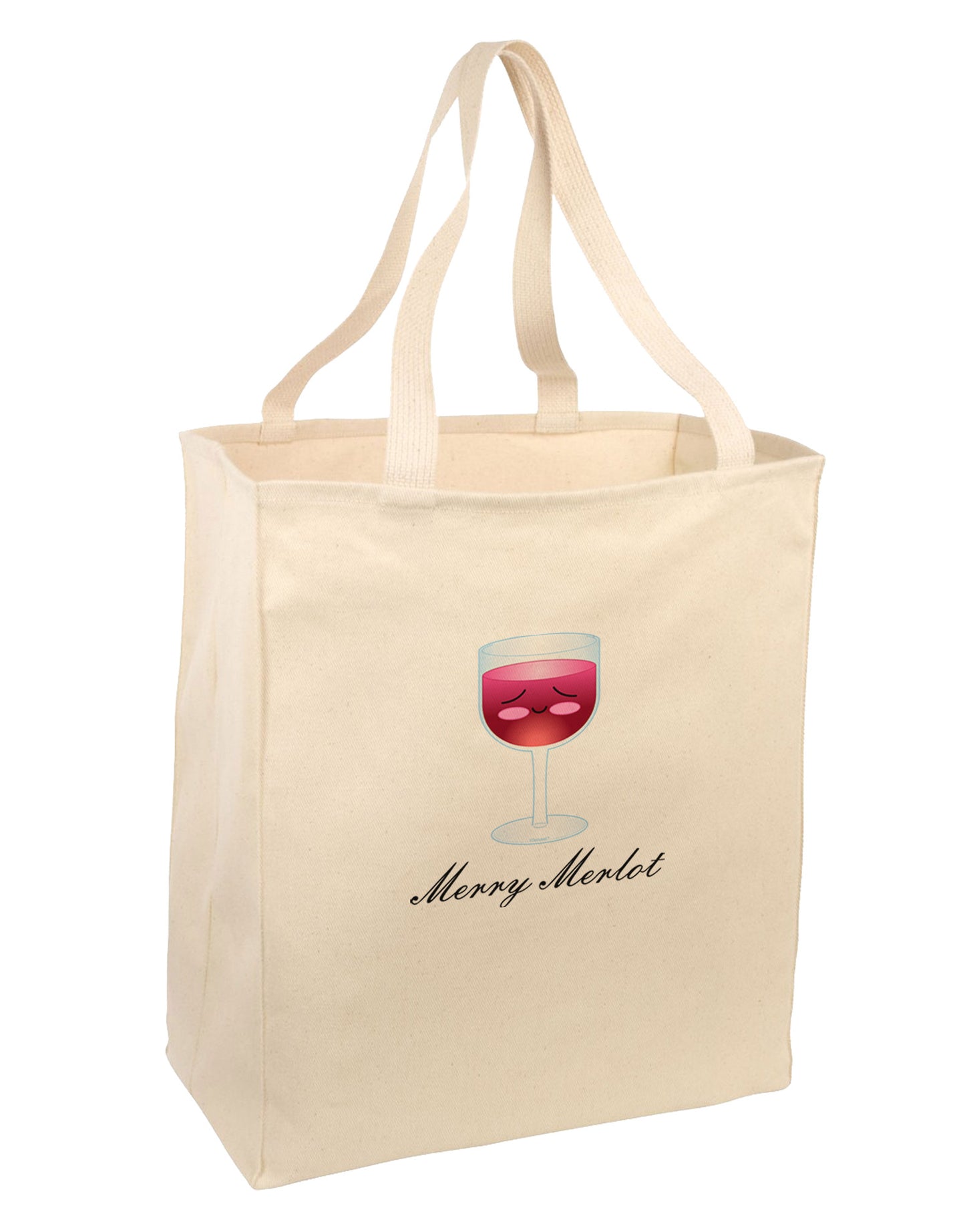 Merry Merlot Text Large Grocery Tote Bag-Grocery Tote-TooLoud-Natural-Large-Davson Sales