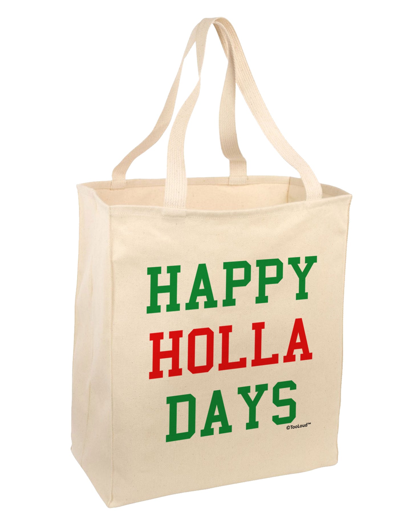 Happy Holla Days - Red and Green Large Grocery Tote Bag by TooLoud-Grocery Tote-TooLoud-Natural-Large-Davson Sales
