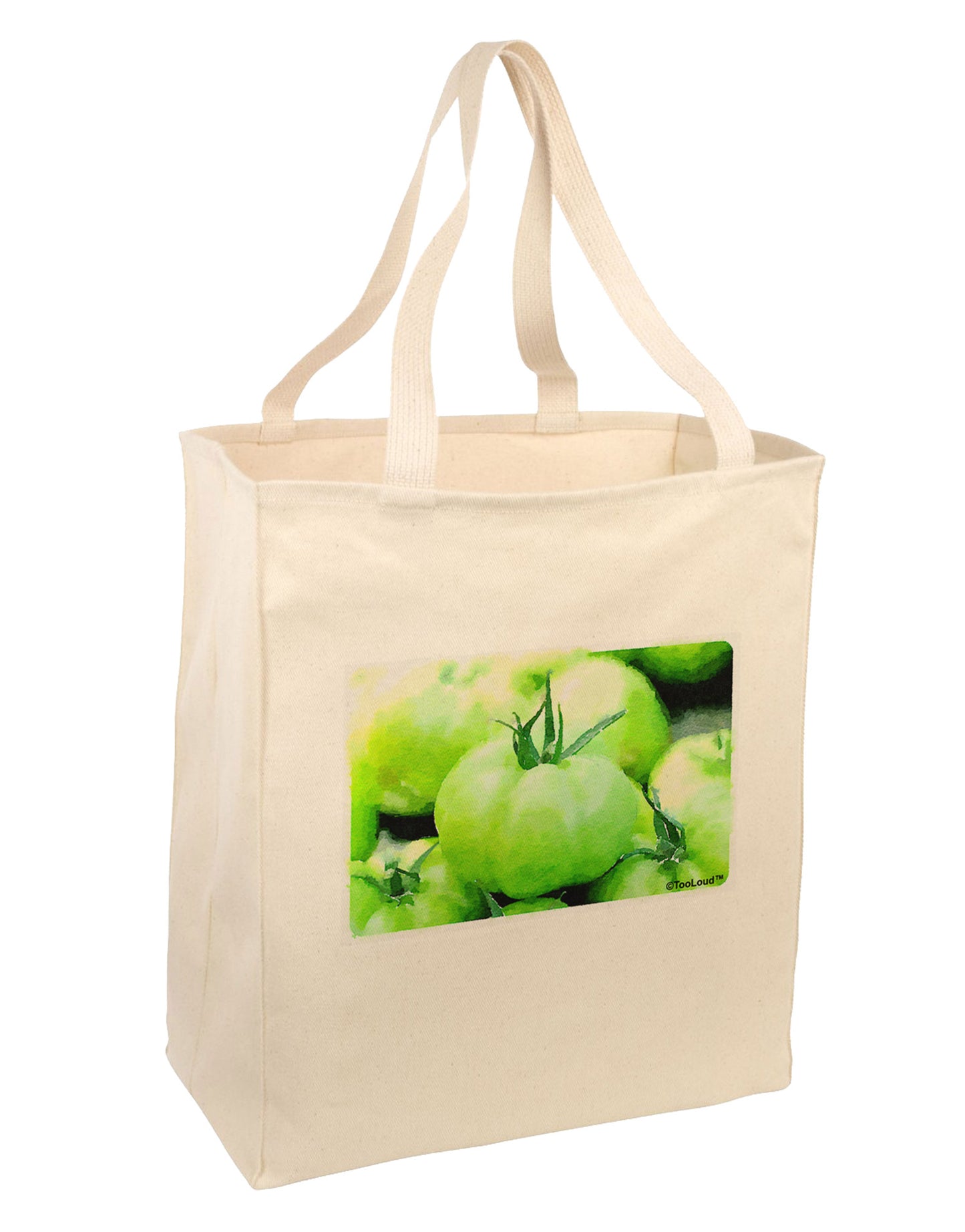 Watercolor Green Tomatoes Large Grocery Tote Bag-Grocery Tote-TooLoud-Natural-Large-Davson Sales