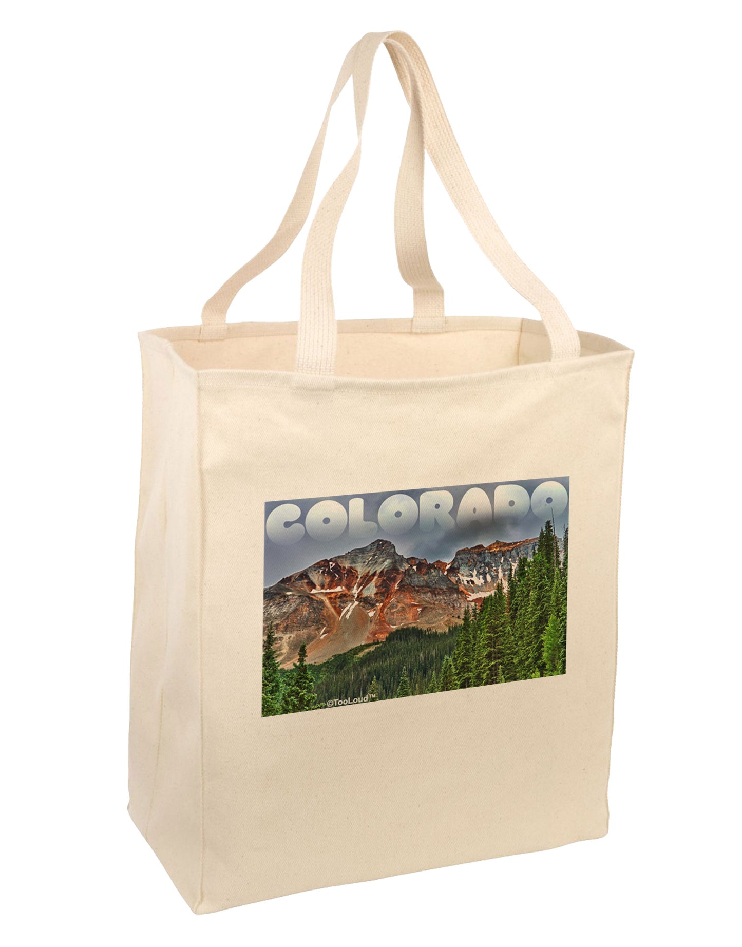 Colorado Mountains Forrest Text Large Grocery Tote Bag-Grocery Tote-TooLoud-Natural-Large-Davson Sales