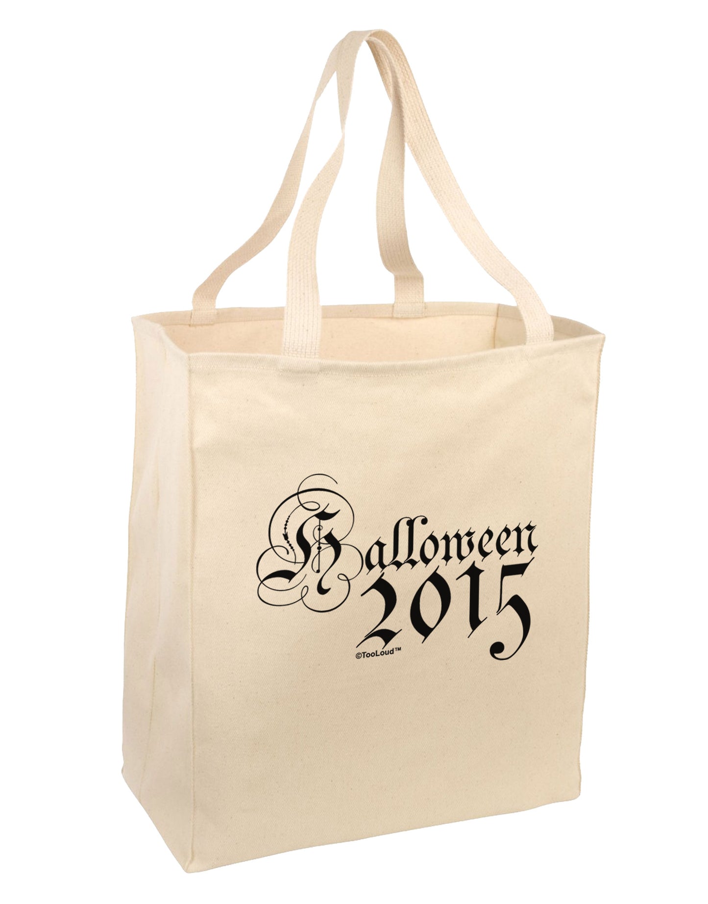 Halloween Current Year Script Text Large Grocery Tote Bag-Grocery Tote-TooLoud-Natural-Large-Davson Sales