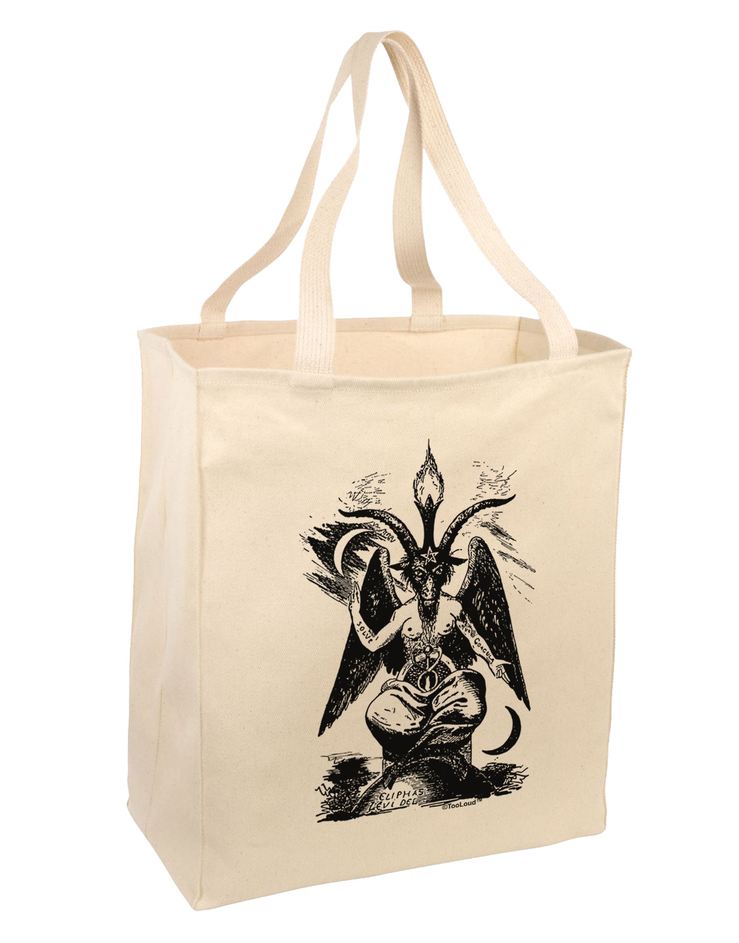 Baphomet Illustration Large Grocery Tote Bag by TooLoud-TooLoud-Natural-Davson Sales