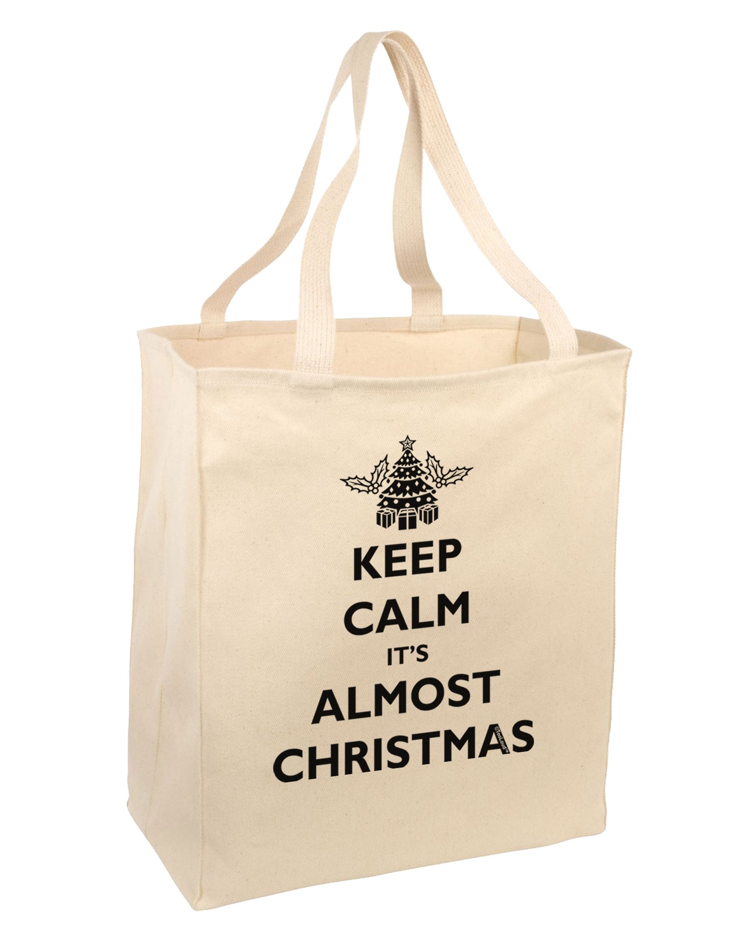 Keep Calm It's Almost Christmas Large Grocery Tote Bag-Grocery Tote-TooLoud-Natural-Large-Davson Sales