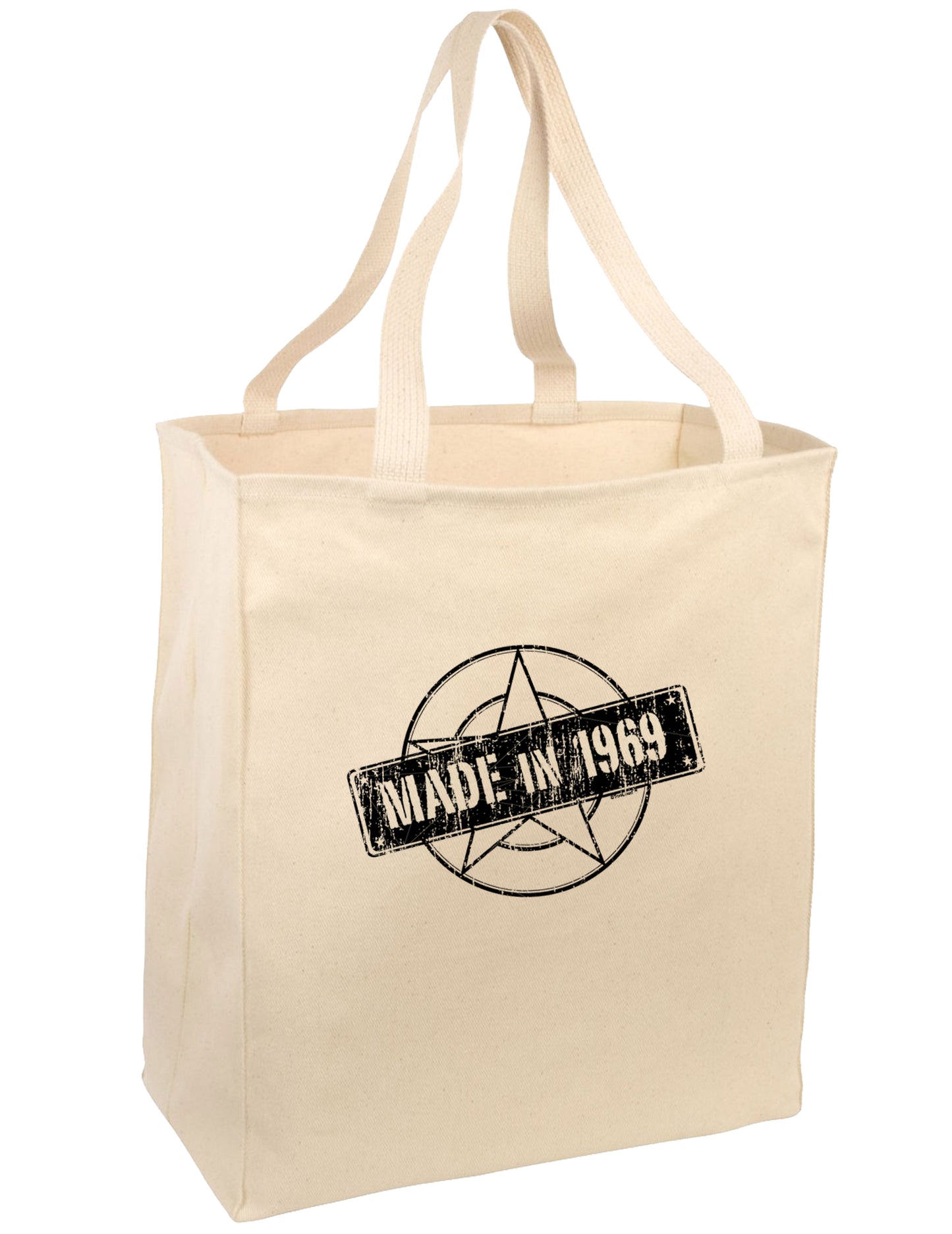 50th Birthday Gift Made in 19__ Large Grocery Tote Bag-Natural by TooLoud-TooLoud-Natural-large-Davson Sales