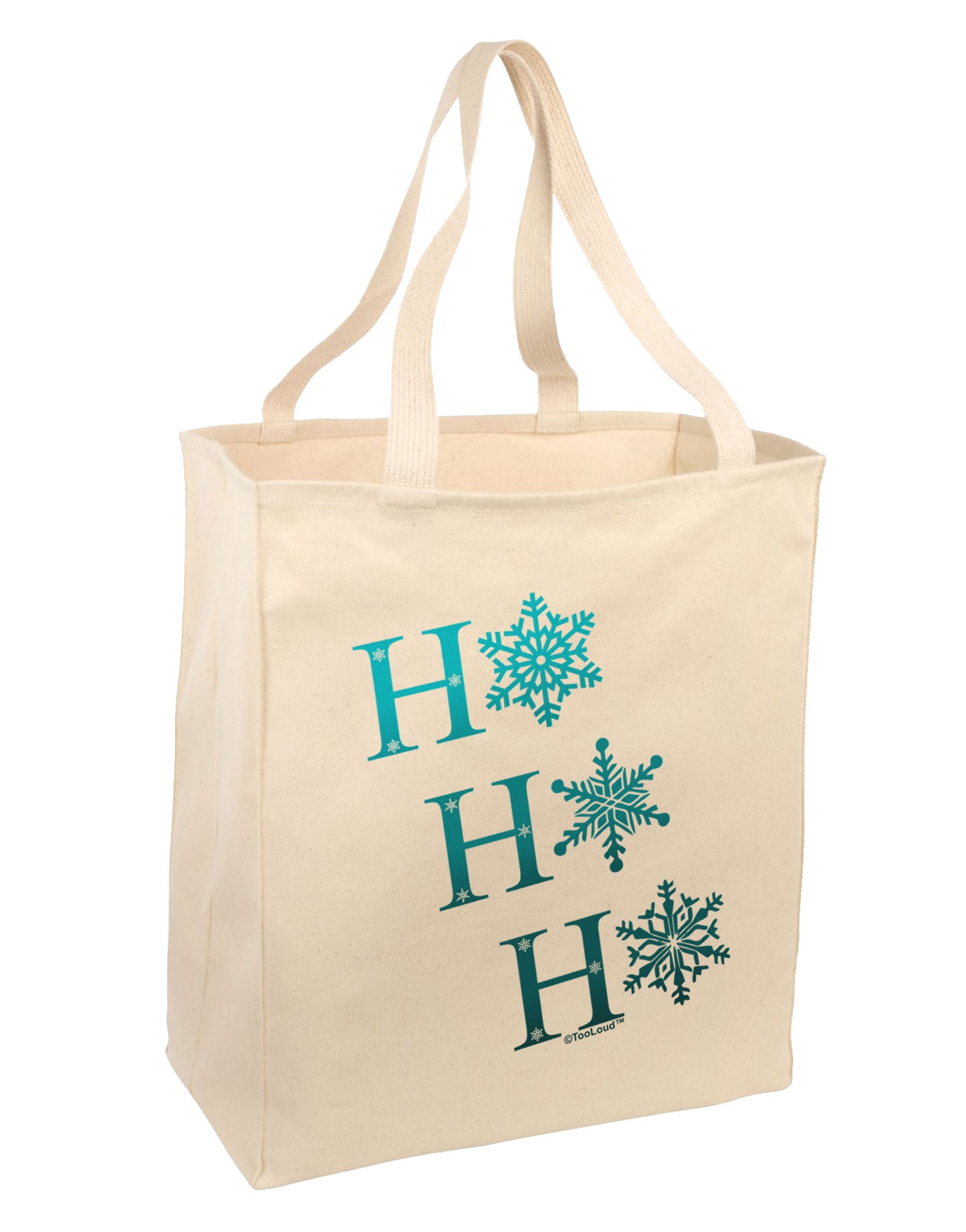 Ho Ho Ho Snowflakes Large Grocery Tote Bag-Grocery Tote-TooLoud-Natural-Large-Davson Sales