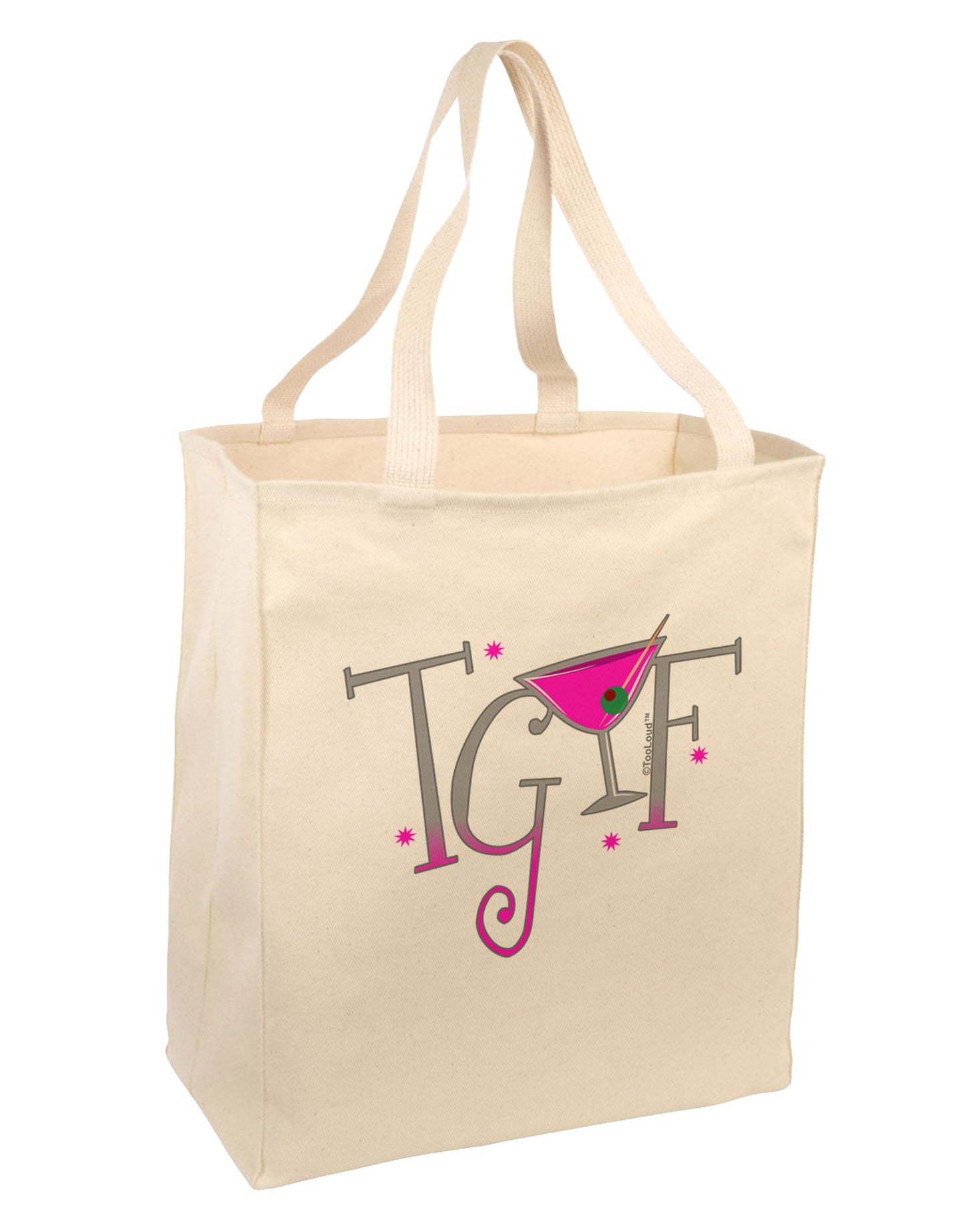 TGIF Martini Large Grocery Tote Bag-Grocery Tote-TooLoud-Natural-Large-Davson Sales