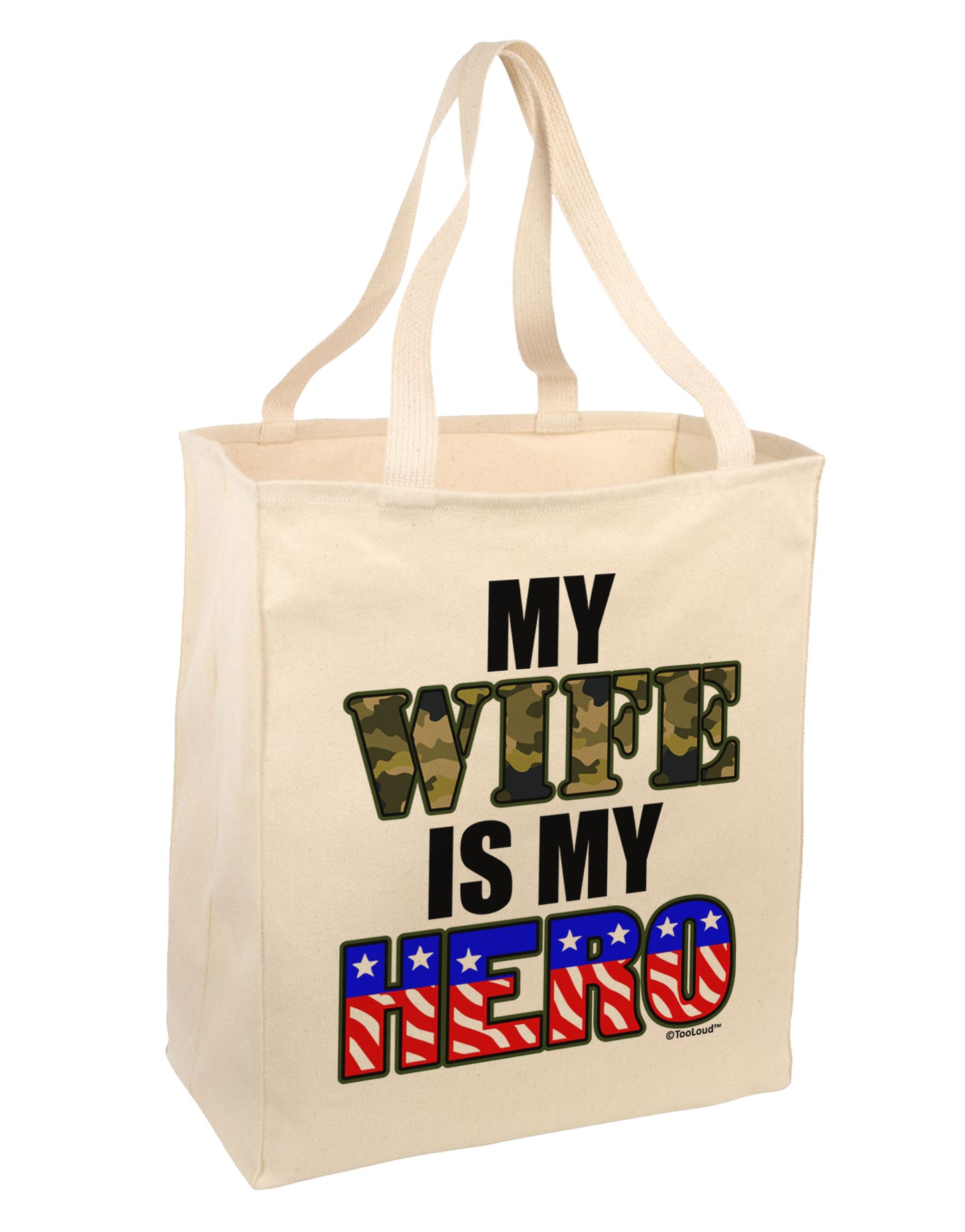 My Wife is My Hero - Armed Forces Large Grocery Tote Bag by TooLoud-Grocery Tote-TooLoud-Natural-Large-Davson Sales