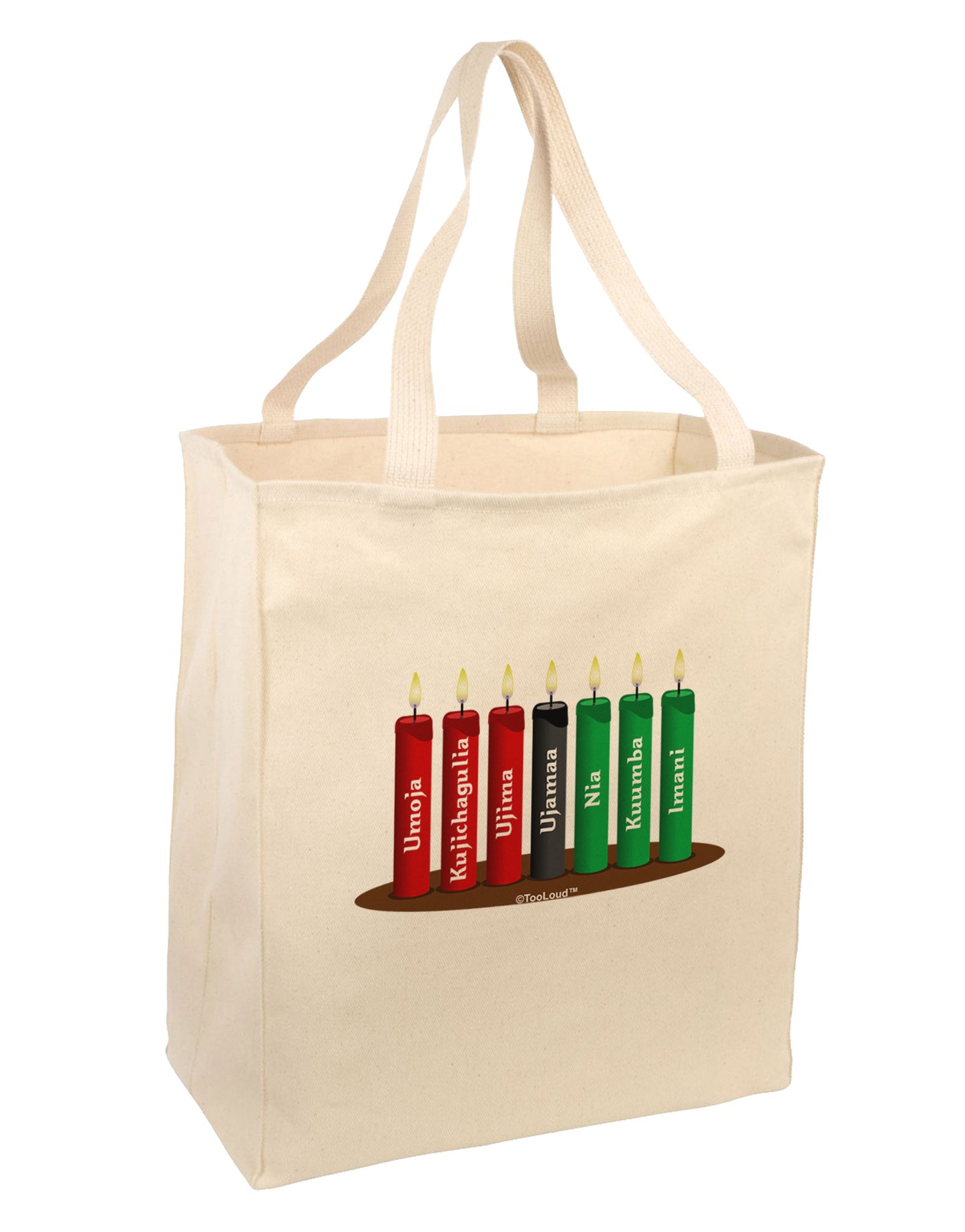 Kwanzaa Candles 7 Principles Large Grocery Tote Bag-Grocery Tote-TooLoud-Natural-Large-Davson Sales