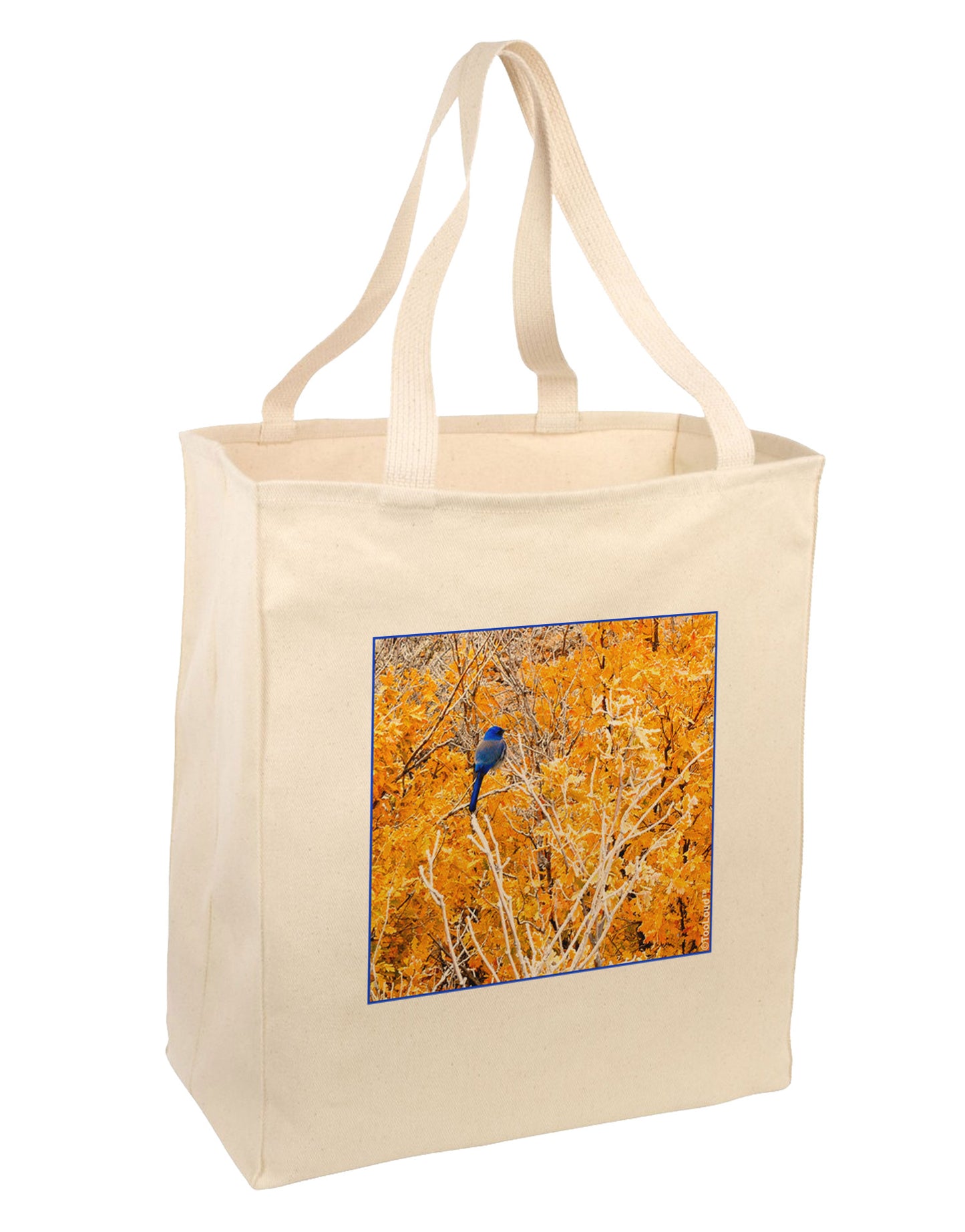 Blue Bird in Yellow Large Grocery Tote Bag-Grocery Tote-TooLoud-Natural-Large-Davson Sales