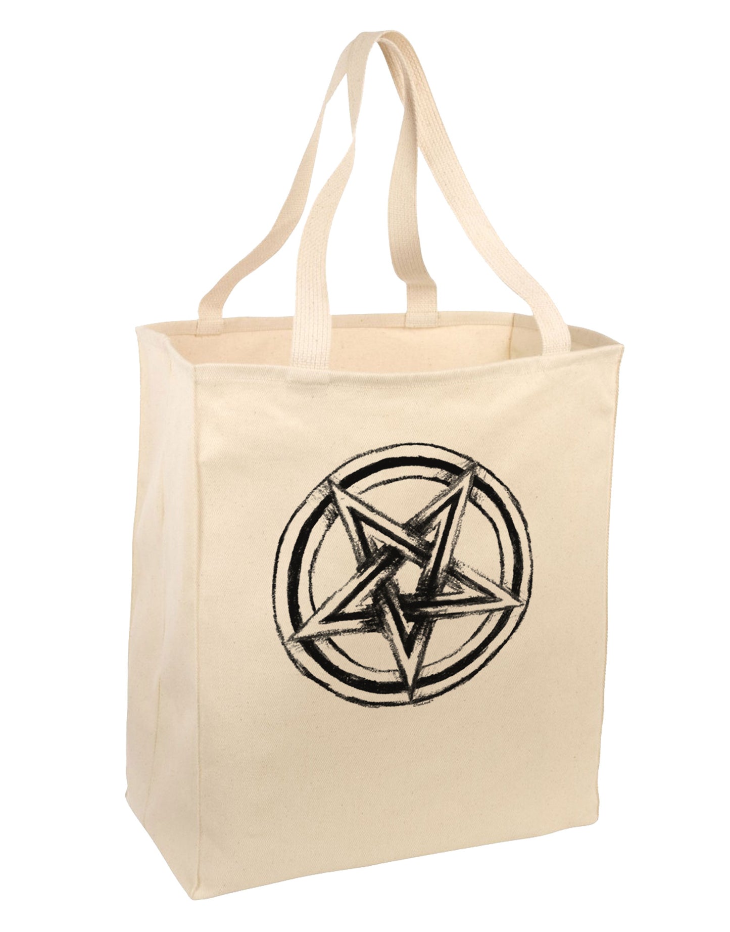 Inverted Pentagram Death Metal Star Large Grocery Tote Bag-Grocery Tote-TooLoud-Natural-Large-Davson Sales