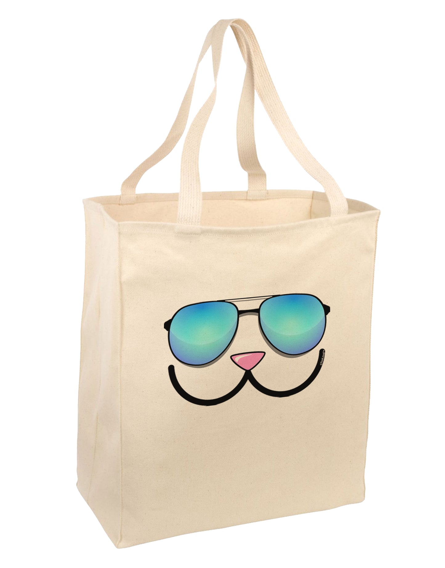 Kyu-T Face - Kawa Cool Sunglasses Large Grocery Tote Bag-Grocery Tote-TooLoud-Natural-Large-Davson Sales