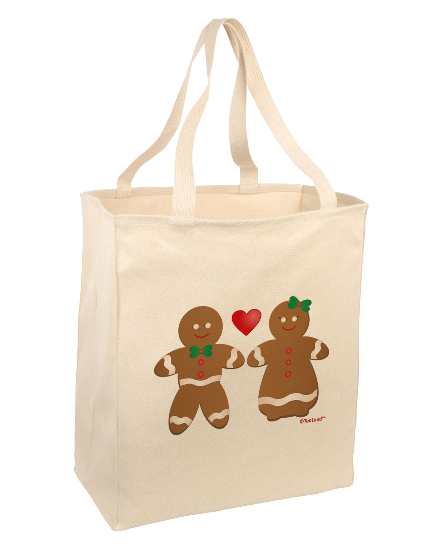 Gingerbread Man and Gingerbread Woman Couple Large Grocery Tote Bag by TooLoud-Grocery Tote-TooLoud-Natural-Large-Davson Sales