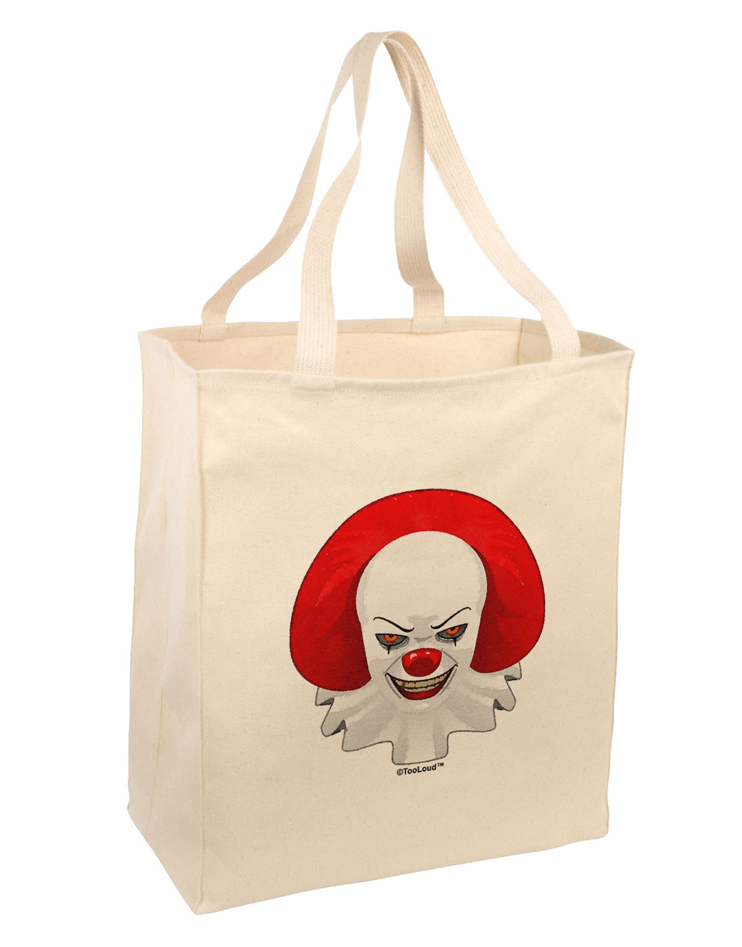Scary Clown Watercolor Large Grocery Tote Bag-Grocery Tote-TooLoud-Natural-Large-Davson Sales