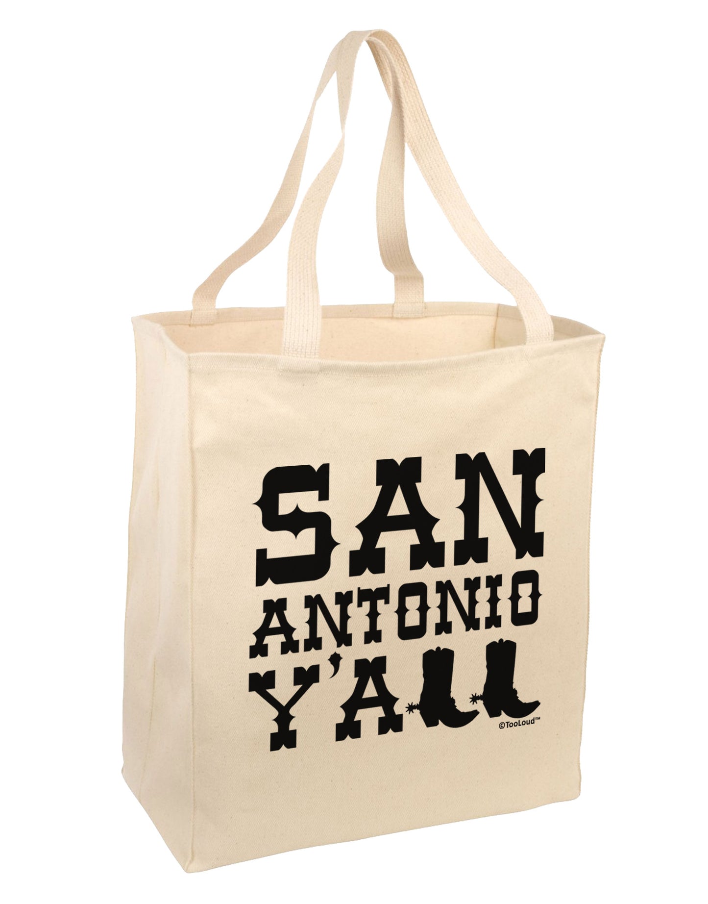 San Antonio Y'all - Boots - Texas Pride Large Grocery Tote Bag by TooLoud-Grocery Tote-TooLoud-Natural-Large-Davson Sales