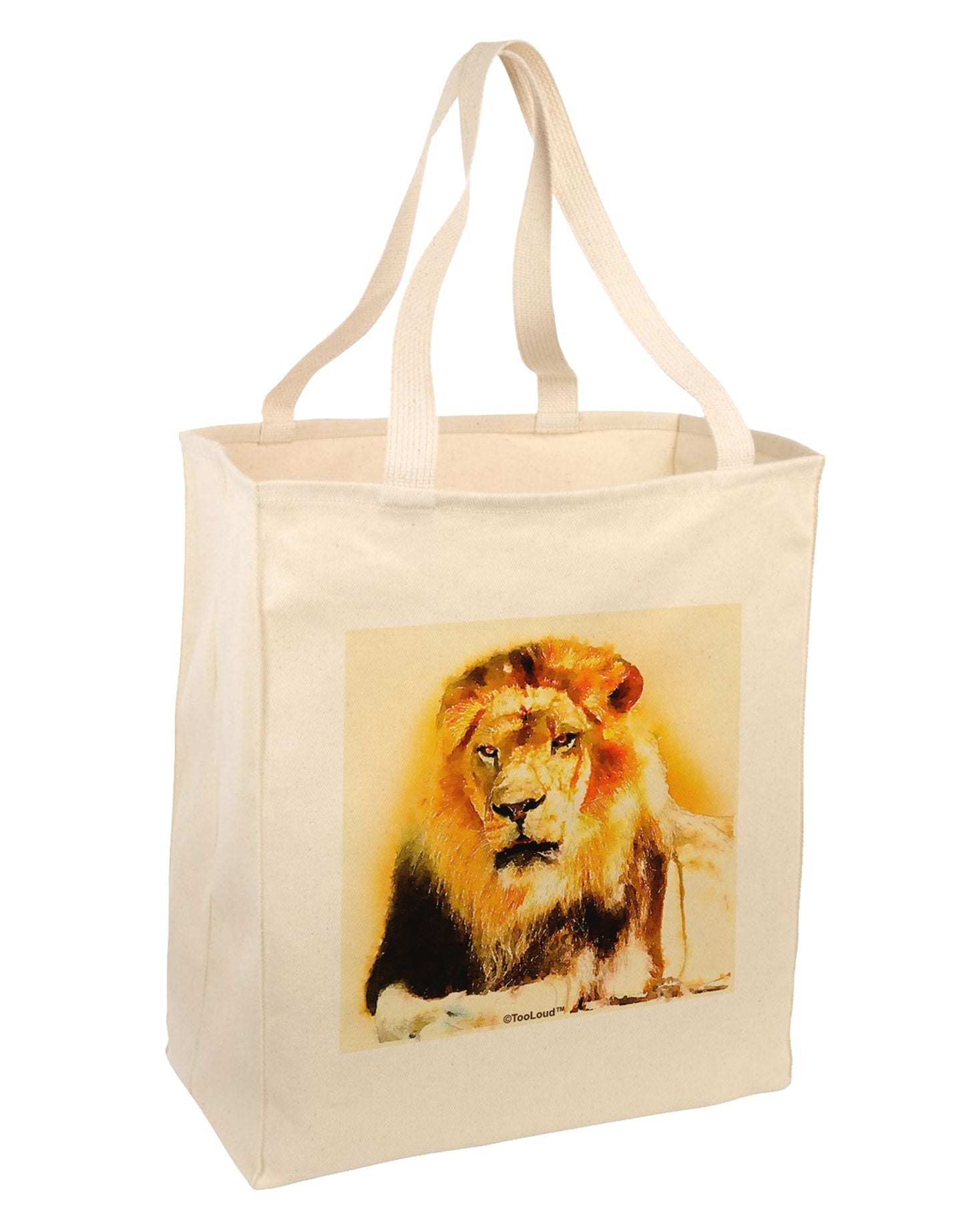 Lion Watercolor 4 Large Grocery Tote Bag-Grocery Tote-TooLoud-Natural-Large-Davson Sales