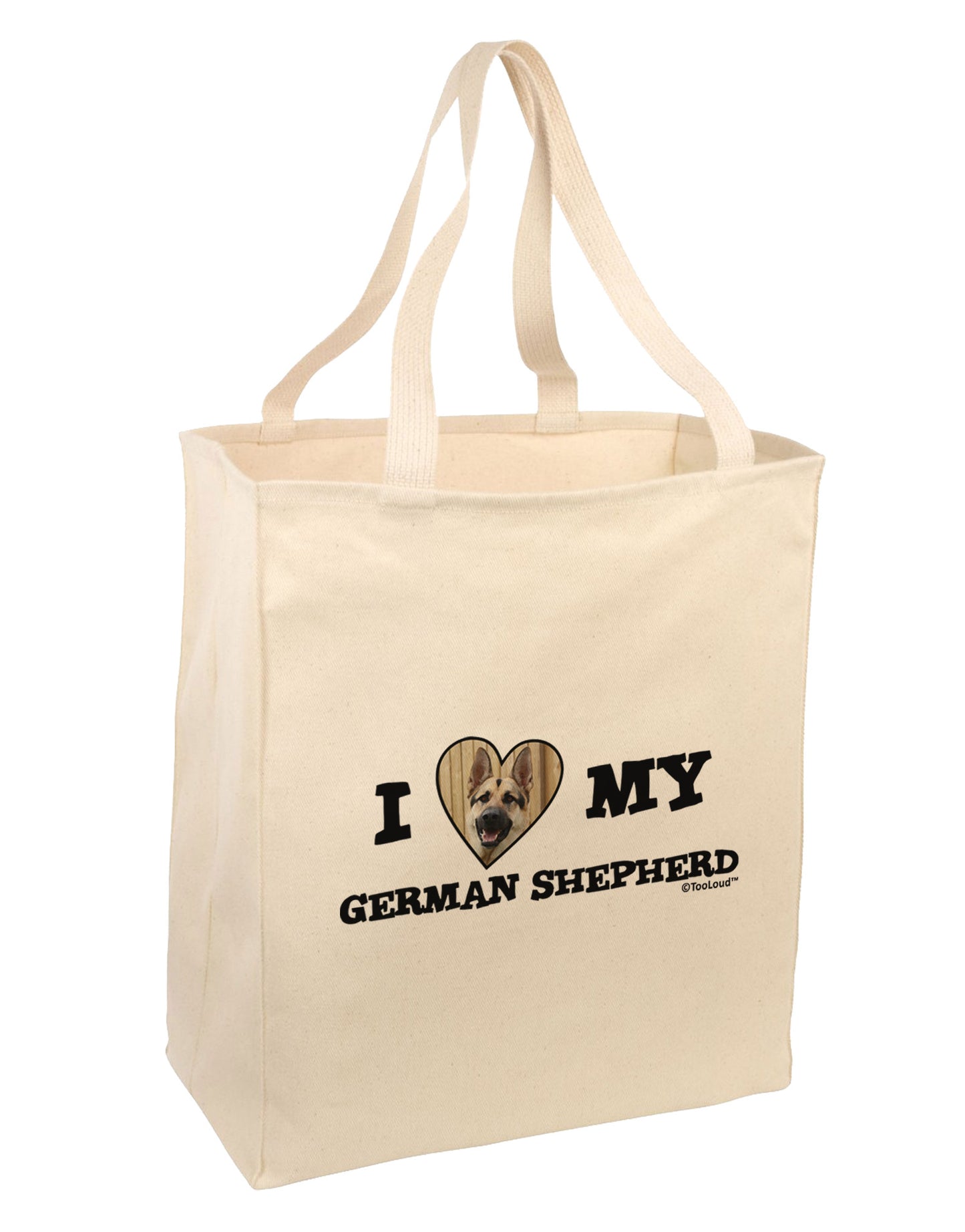 I Heart My German Shepherd Large Grocery Tote Bag-Grocery Tote-TooLoud-Natural-Large-Davson Sales