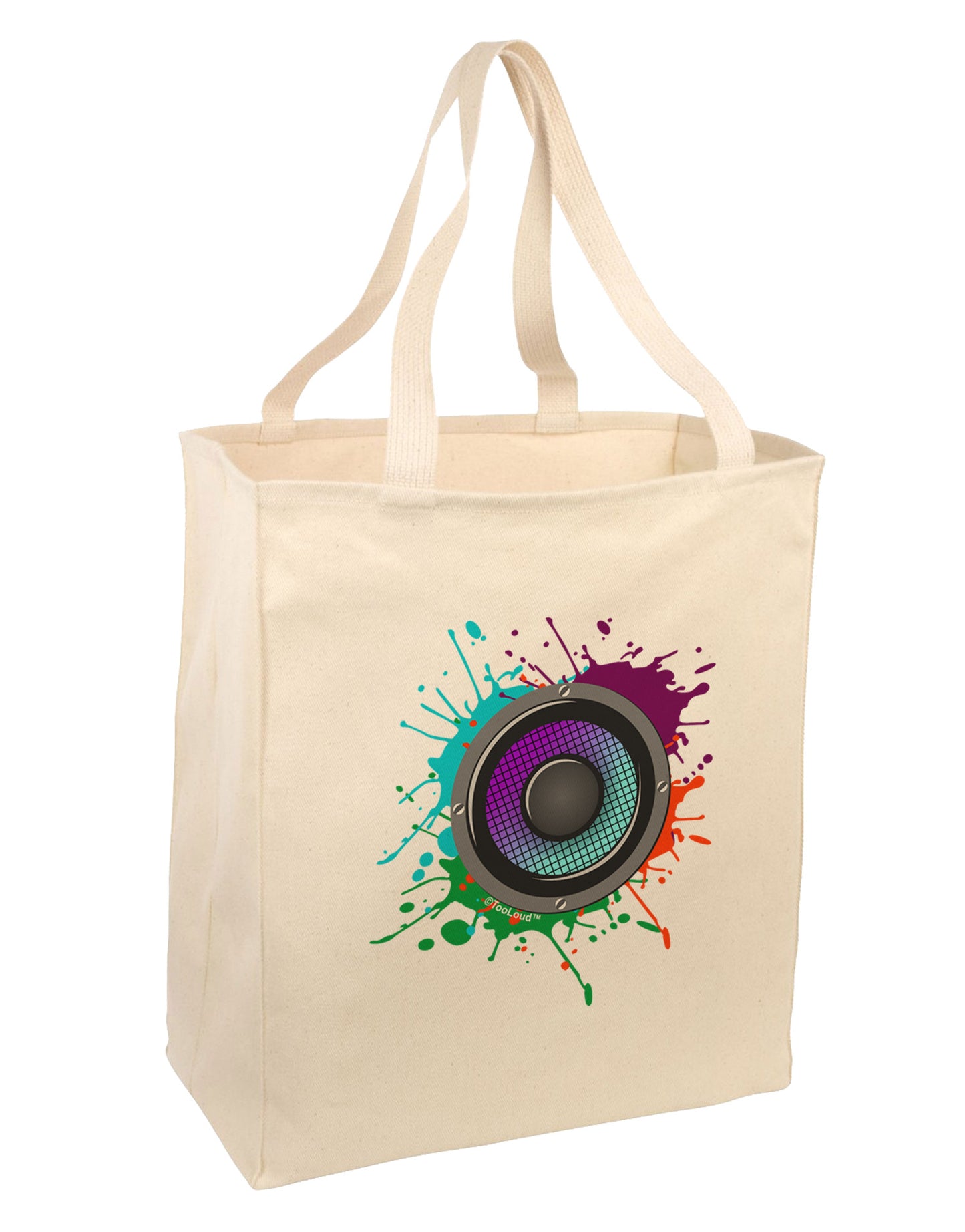 Paint Splatter Speaker Large Grocery Tote Bag-Grocery Tote-TooLoud-Natural-Large-Davson Sales