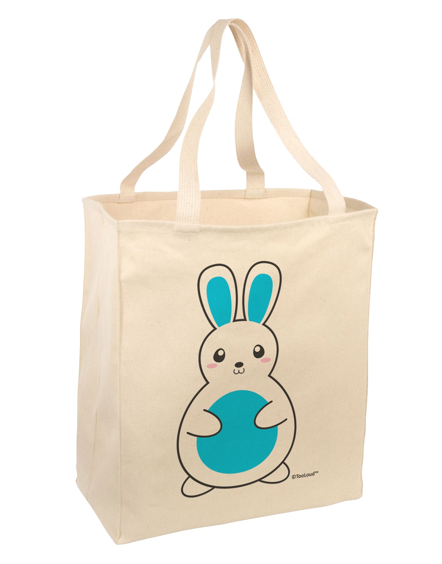 Cute Easter Bunny - Blue Large Grocery Tote Bag by TooLoud-Grocery Tote-TooLoud-Natural-Large-Davson Sales