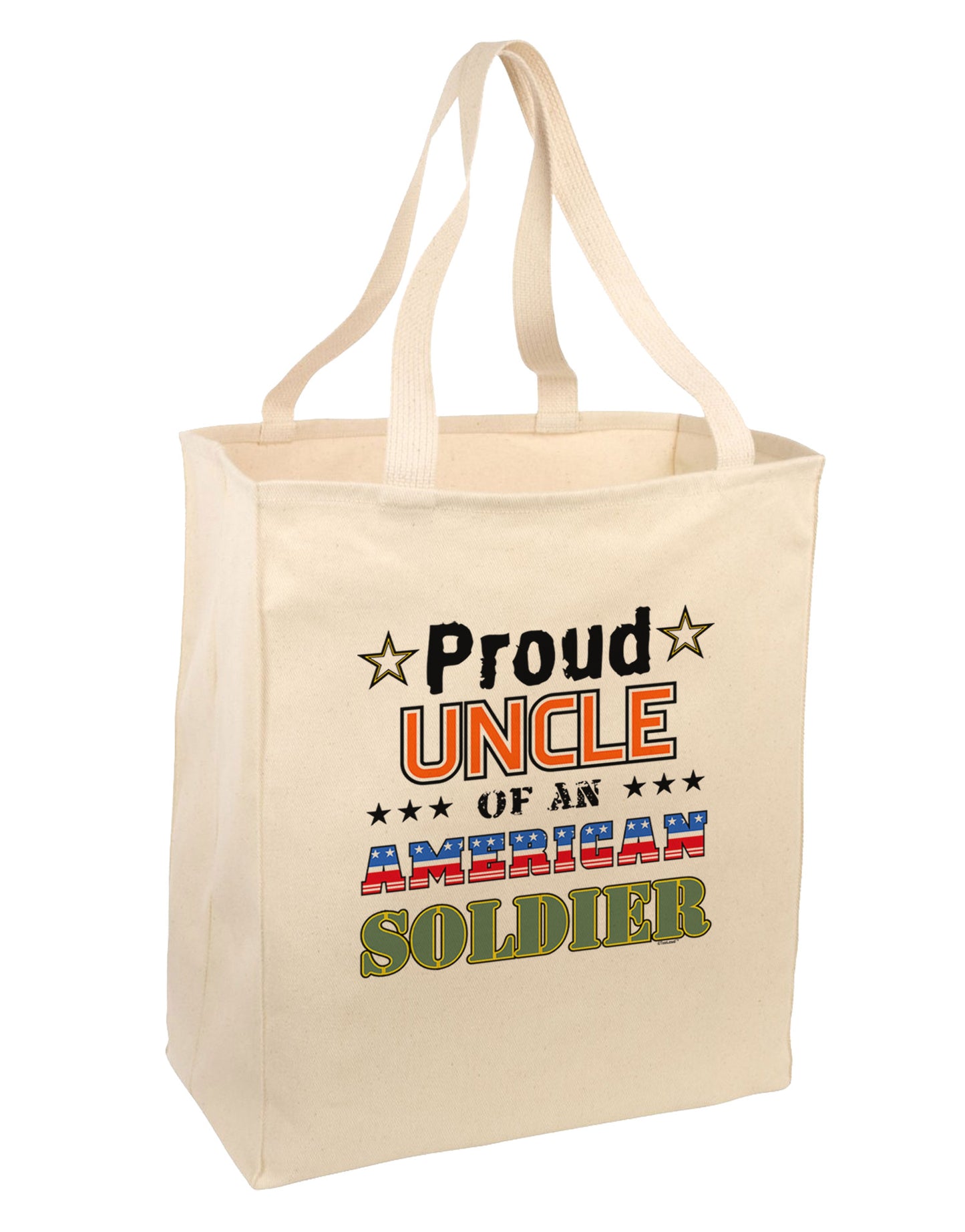 Proud Uncle of an American Soldier Large Grocery Tote Bag-Grocery Tote-TooLoud-Natural-Large-Davson Sales