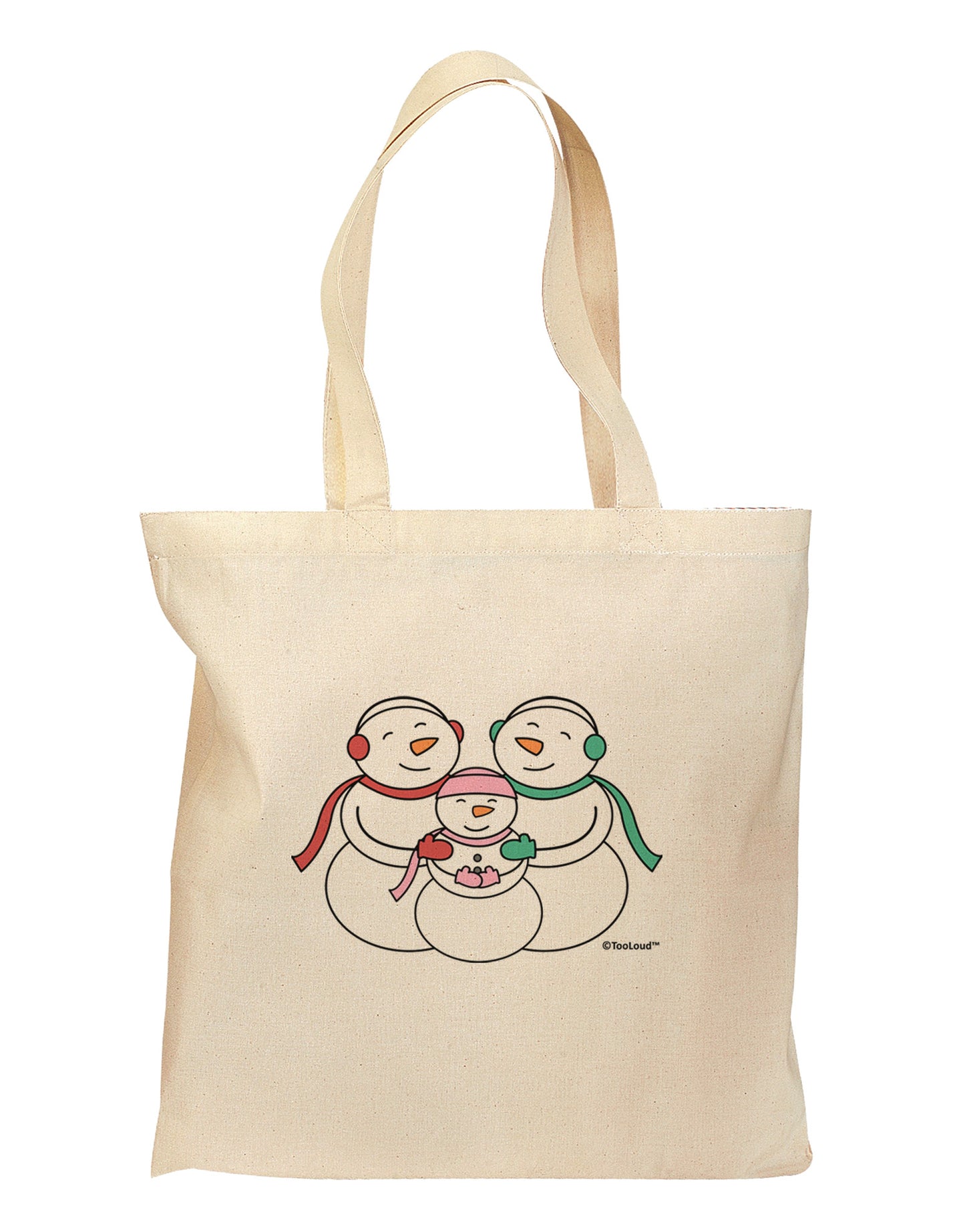 Cute Snowman Family with Girl Grocery Tote Bag by TooLoud-Grocery Tote-TooLoud-Natural-Medium-Davson Sales