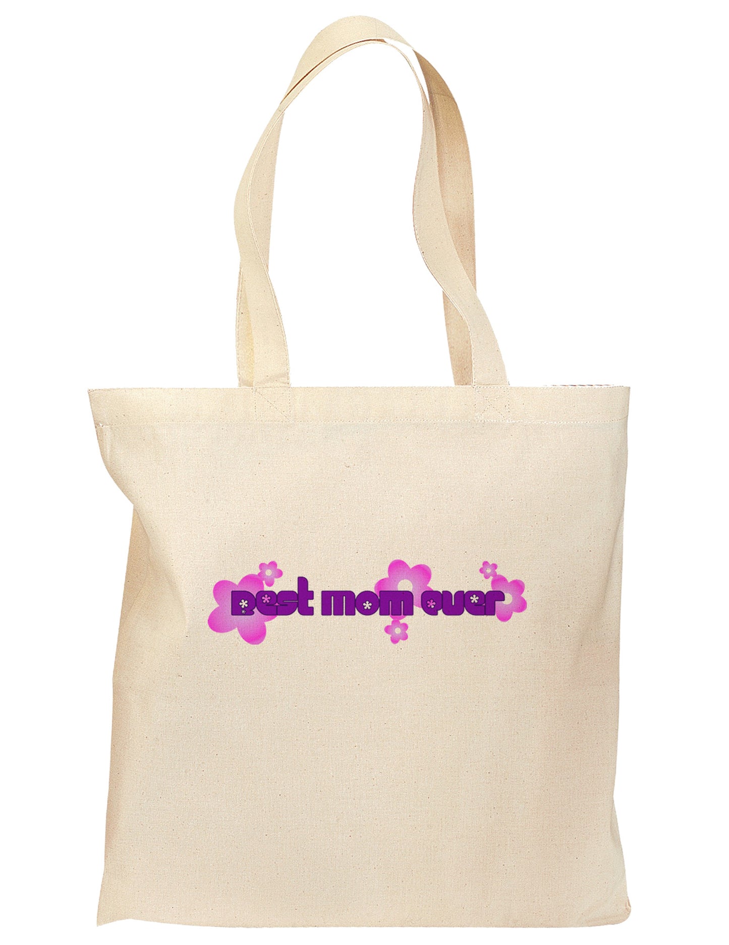 Best Mom Ever Flower Text Grocery Tote Bag-Grocery Tote-TooLoud-Natural-Medium-Davson Sales