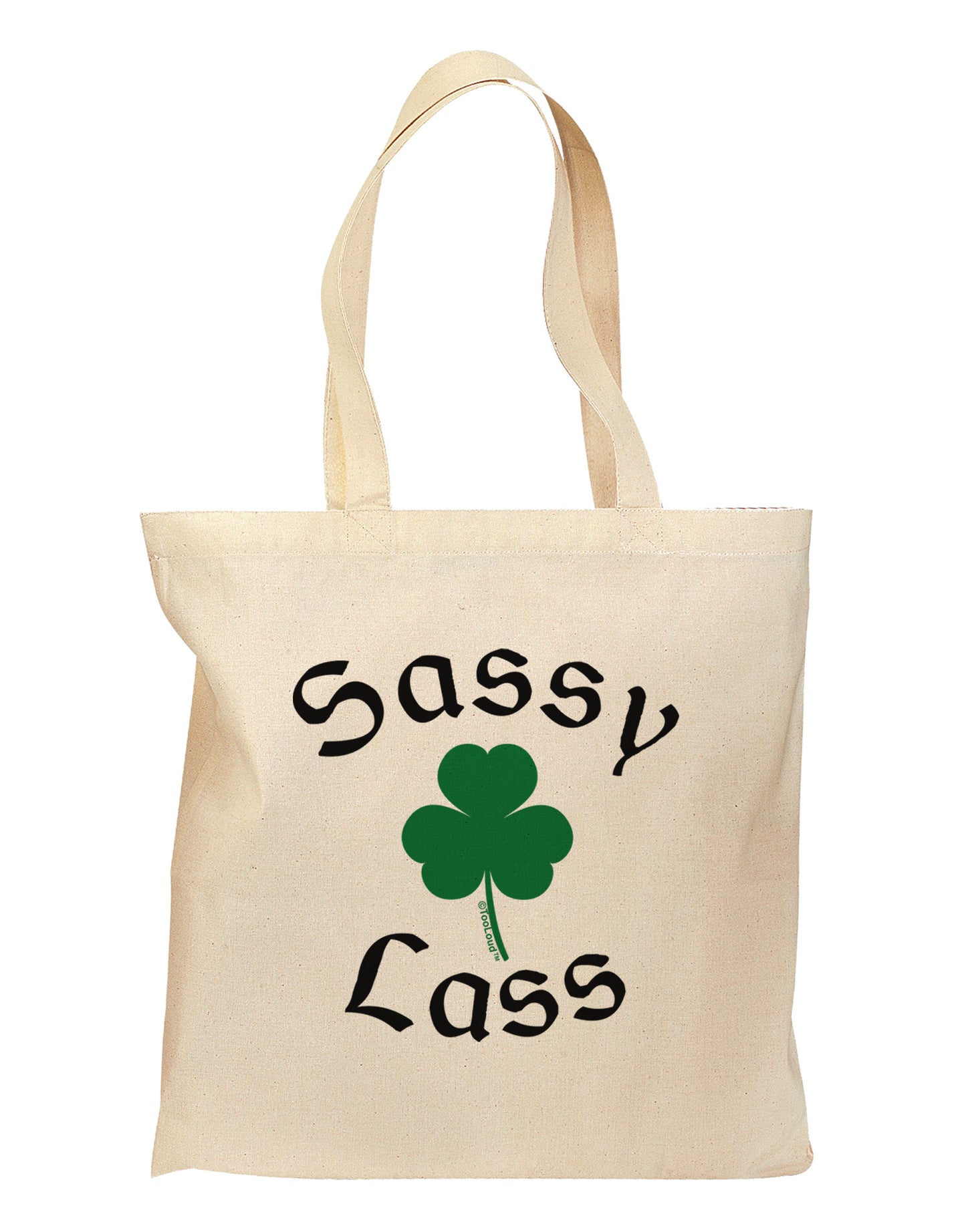Sassy Lass St Patricks Day Grocery Tote Bag-Grocery Tote-TooLoud-Natural-Medium-Davson Sales