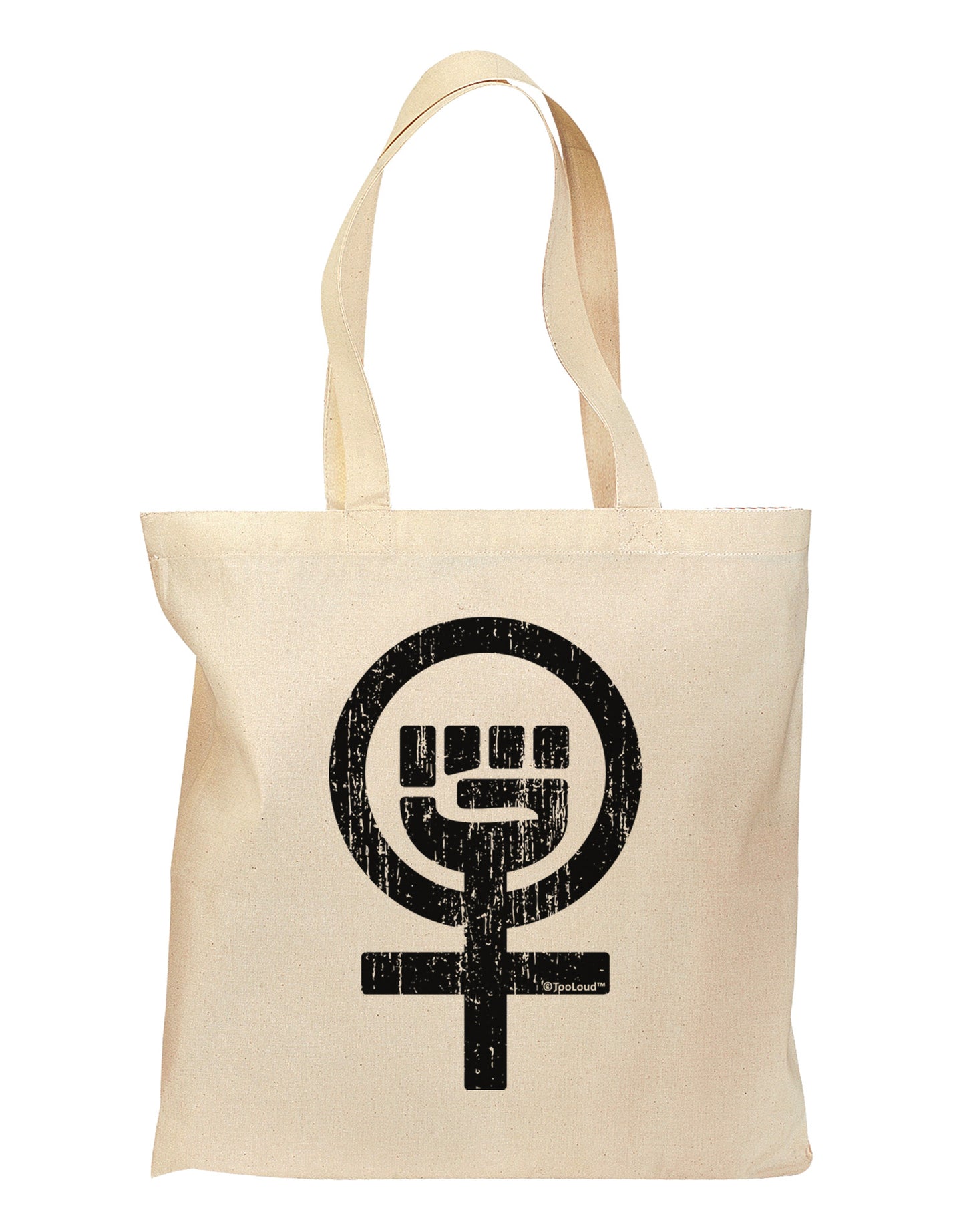 Distressed Feminism Symbol Grocery Tote Bag-Grocery Tote-TooLoud-Natural-Medium-Davson Sales