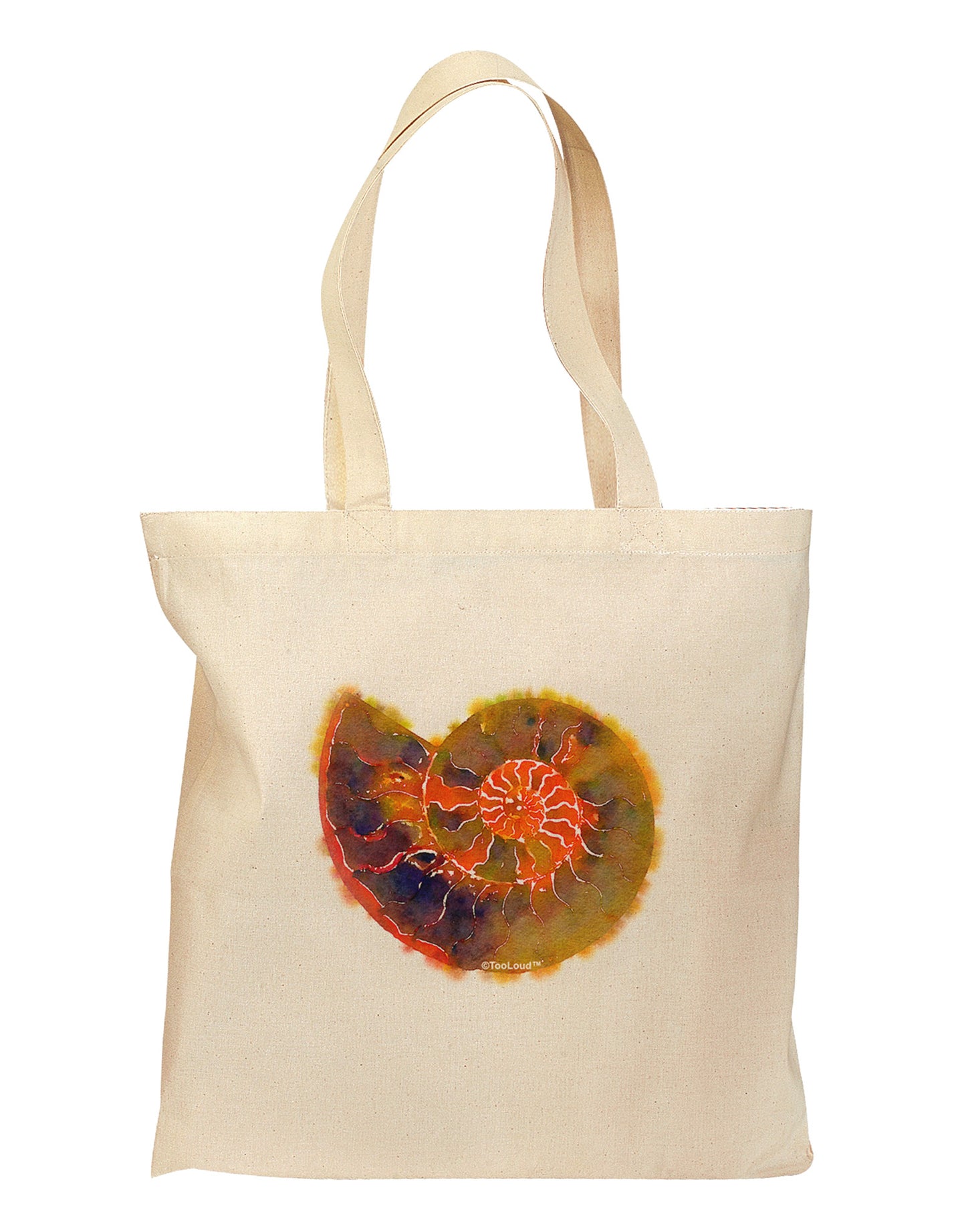 Nautilus Fossil Watercolor Grocery Tote Bag-Grocery Tote-TooLoud-Natural-Medium-Davson Sales