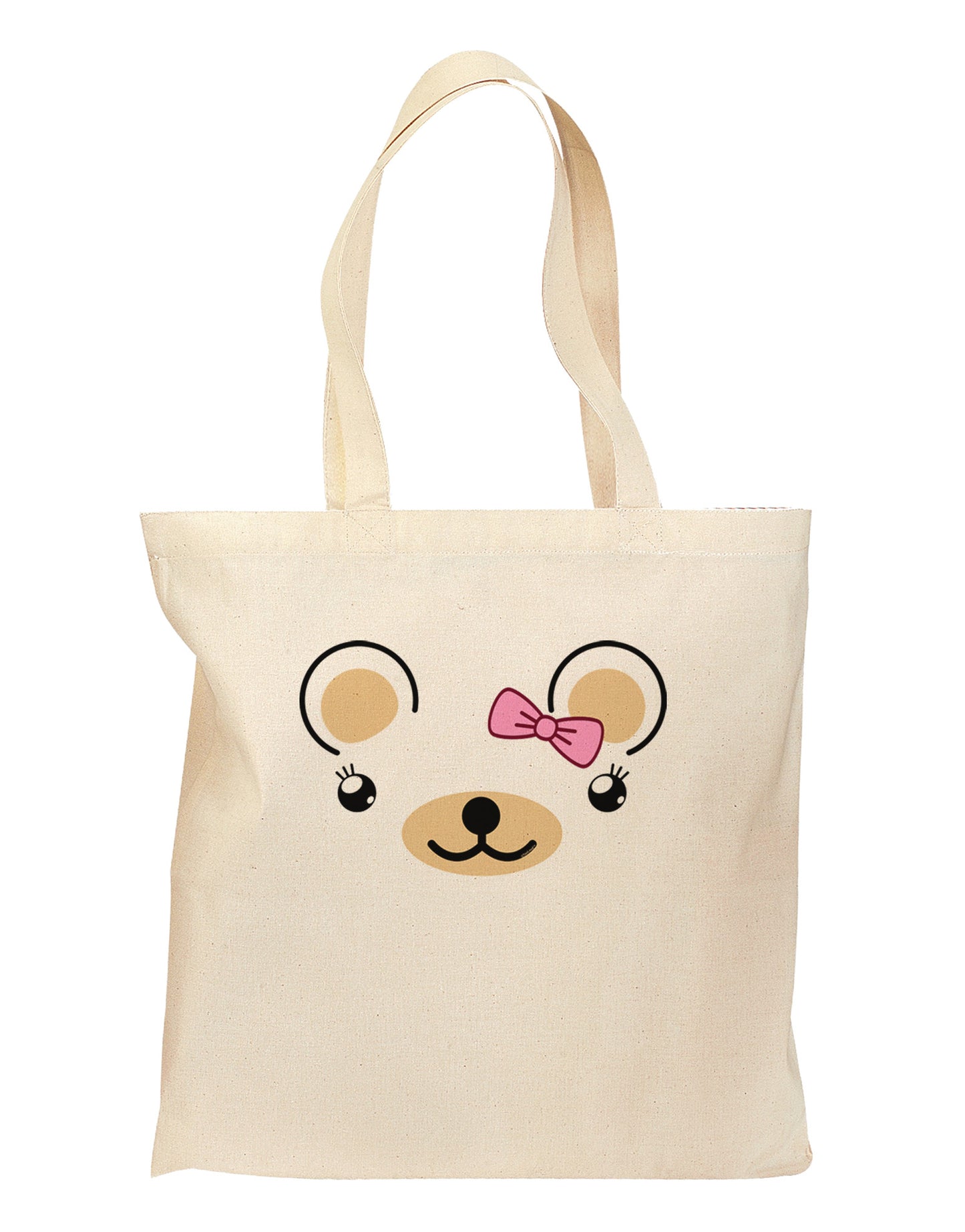 Kyu-T Ears - Beartholomea Girl Teddy Bear Grocery Tote Bag-Grocery Tote-TooLoud-Natural-Medium-Davson Sales