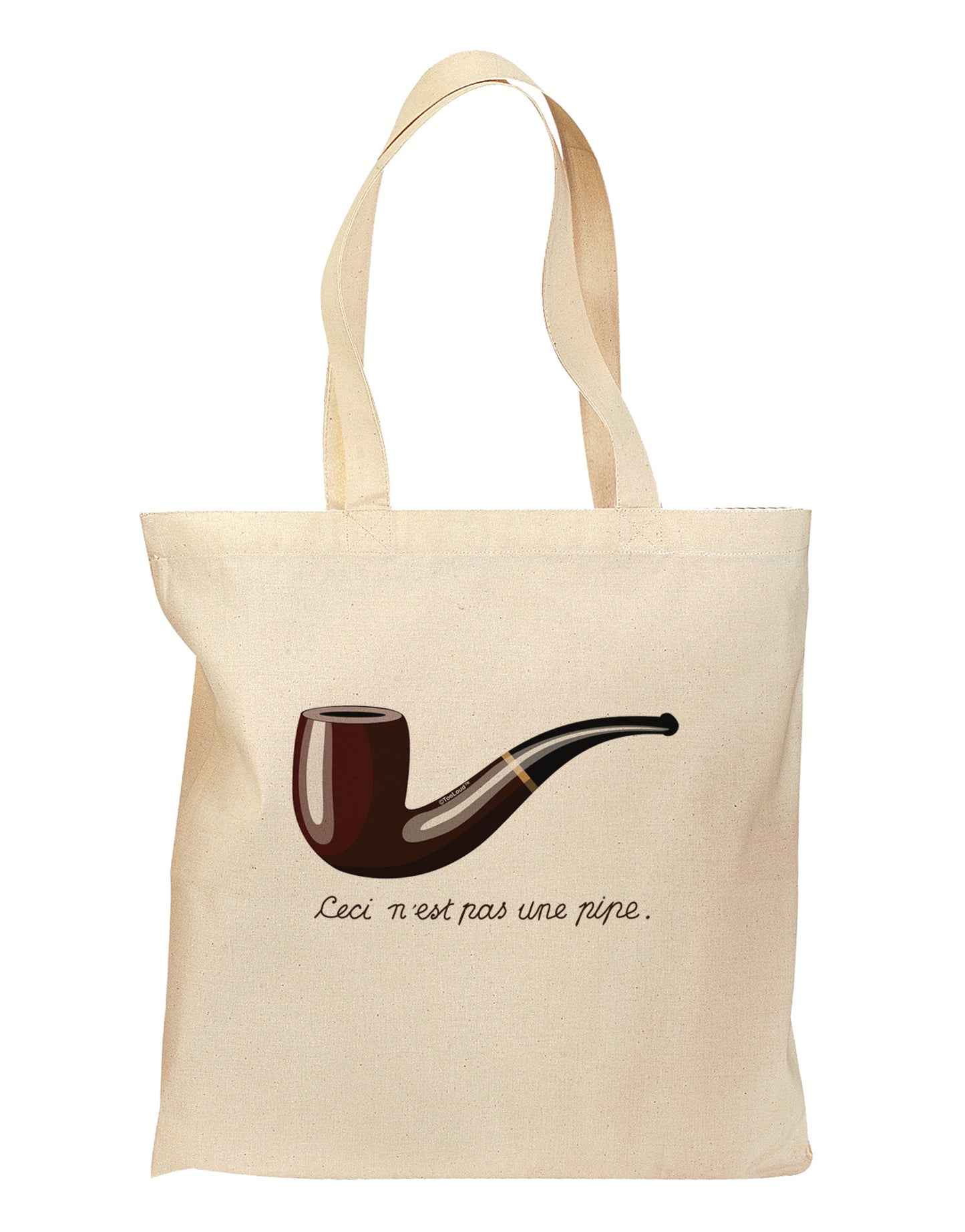 Ceci n'est pas une pipe Grocery Tote Bag-Grocery Tote-TooLoud-Natural-Medium-Davson Sales