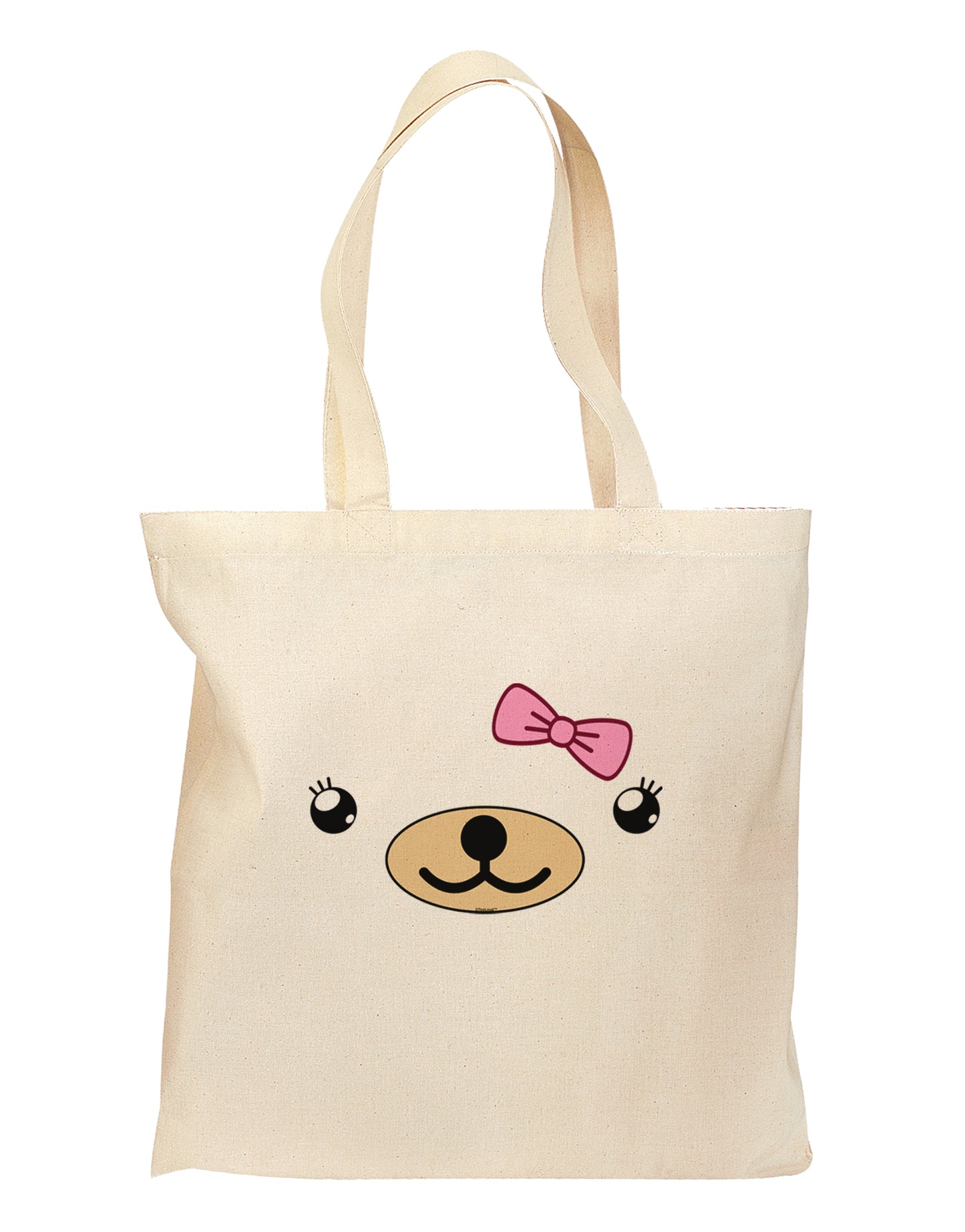 Kyu-T Face - Beartholomea Cute Girl Bear Grocery Tote Bag-Grocery Tote-TooLoud-Natural-Medium-Davson Sales