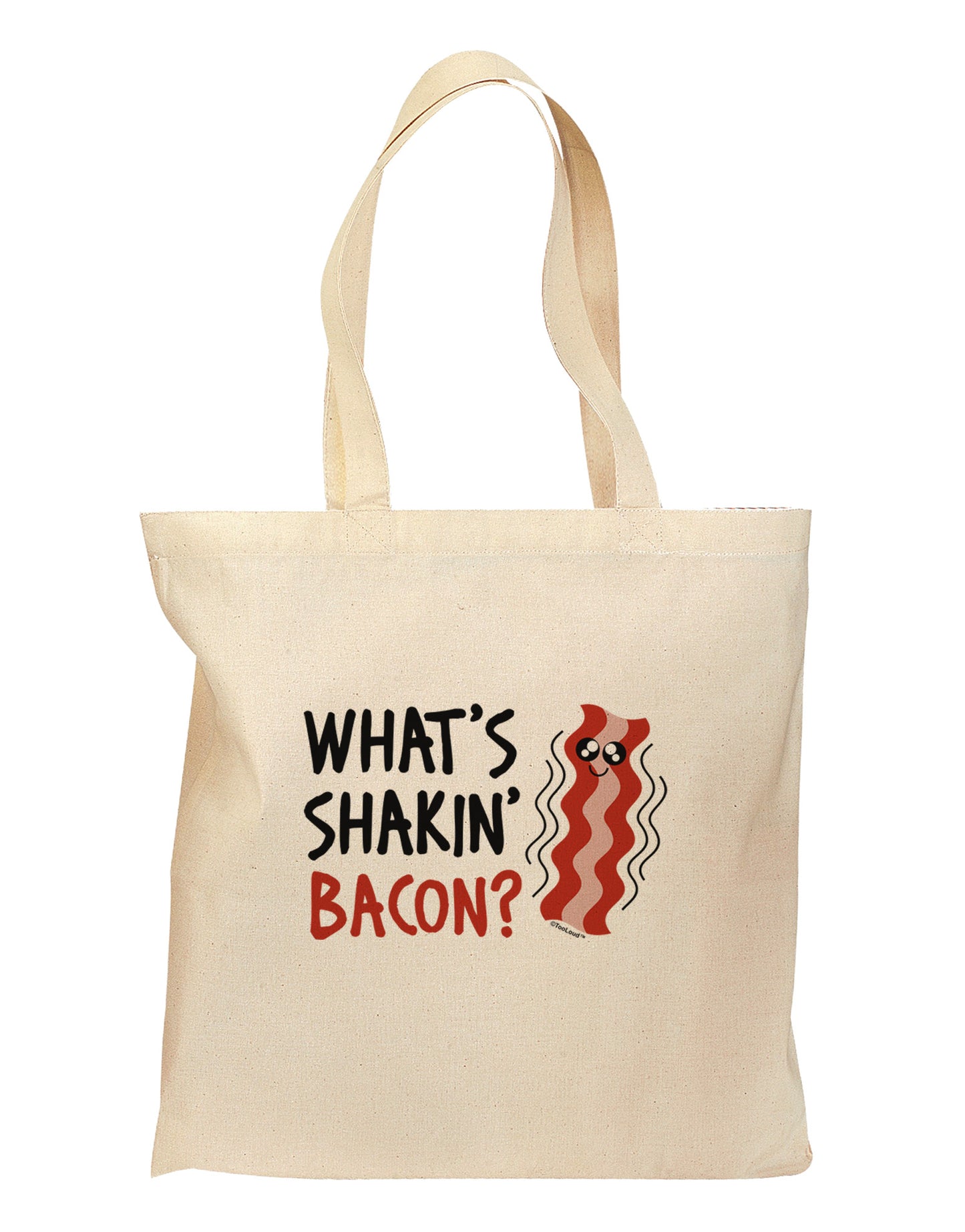 TooLoud What's Shakin' Bacon Grocery Tote Bag-Grocery Tote-TooLoud-Natural-Medium-Davson Sales
