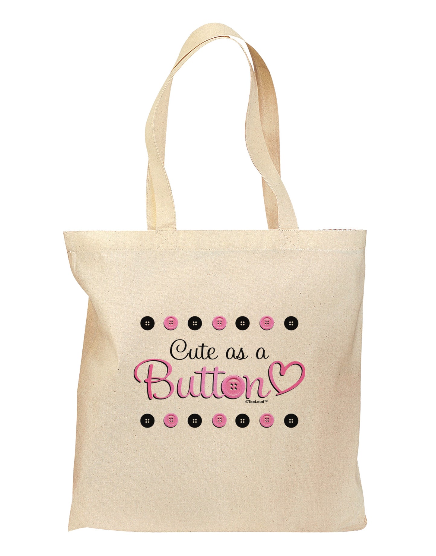 Cute As A Button Grocery Tote Bag-Grocery Tote-TooLoud-Natural-Medium-Davson Sales
