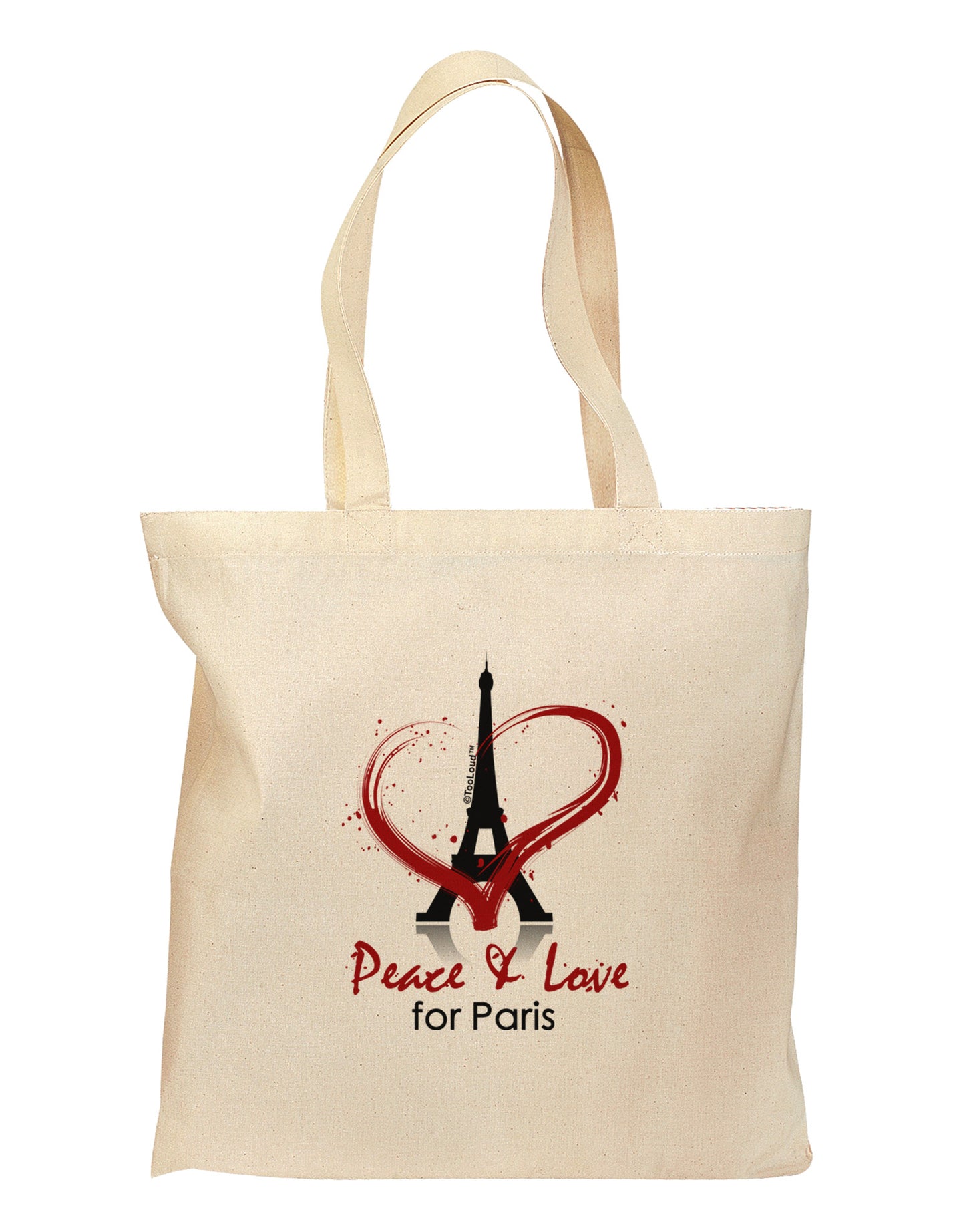 Peace & Love For Paris Grocery Tote Bag-Grocery Tote-TooLoud-Natural-Medium-Davson Sales