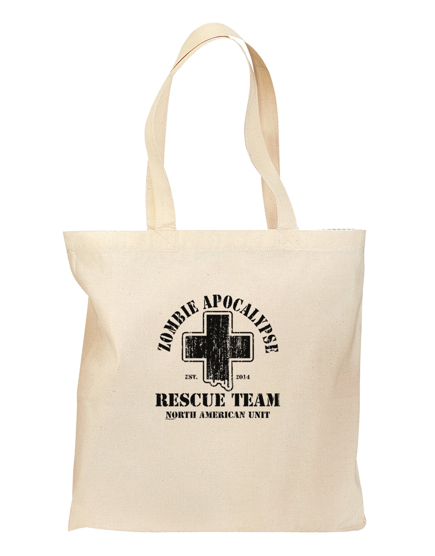 Zombie Apocalypse Rescue Team NA Unit Grocery Tote Bag-Grocery Tote-TooLoud-Natural-Medium-Davson Sales