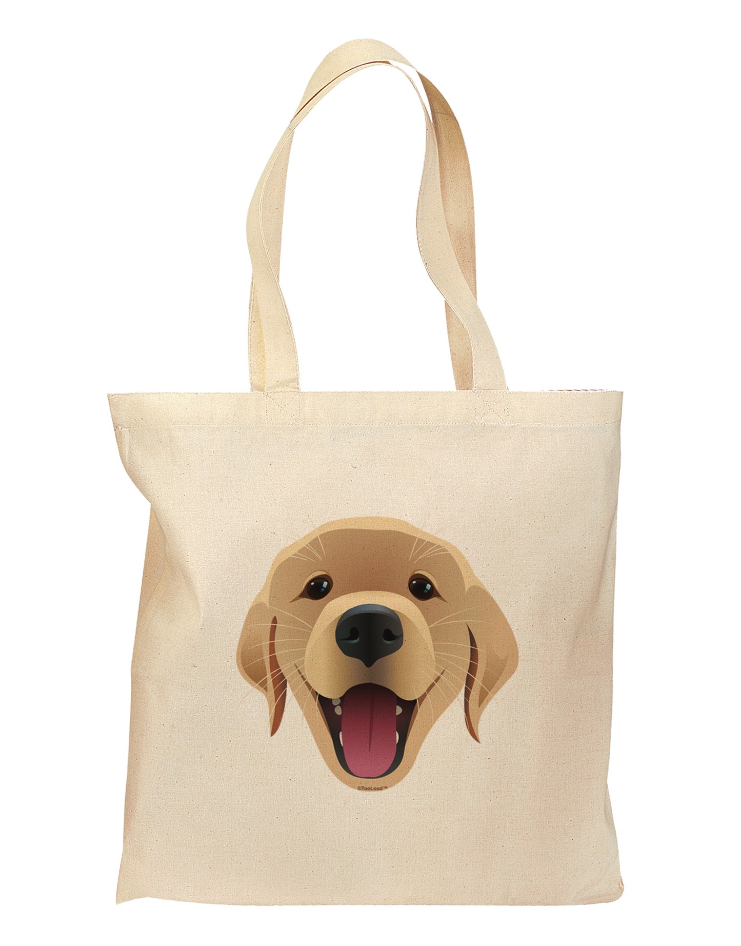 Cute Golden Retriever Puppy Face Grocery Tote Bag-Grocery Tote-TooLoud-Natural-Medium-Davson Sales