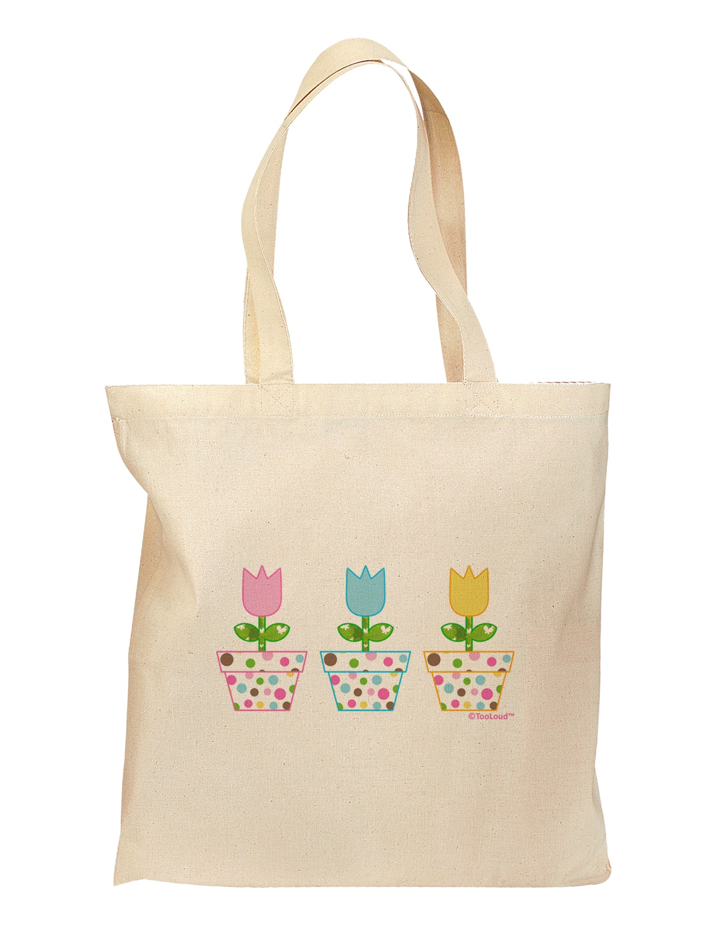 Three Easter Tulips Grocery Tote Bag by TooLoud-Grocery Tote-TooLoud-Natural-Medium-Davson Sales