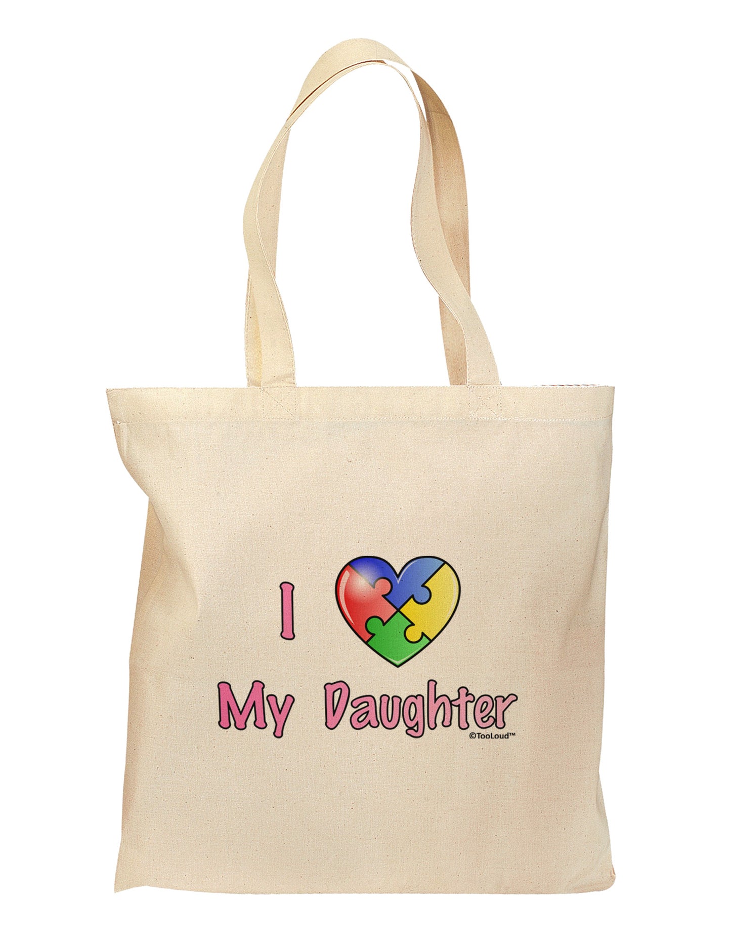 I Heart My Daughter - Autism Awareness Grocery Tote Bag by TooLoud-Grocery Tote-TooLoud-Natural-Medium-Davson Sales