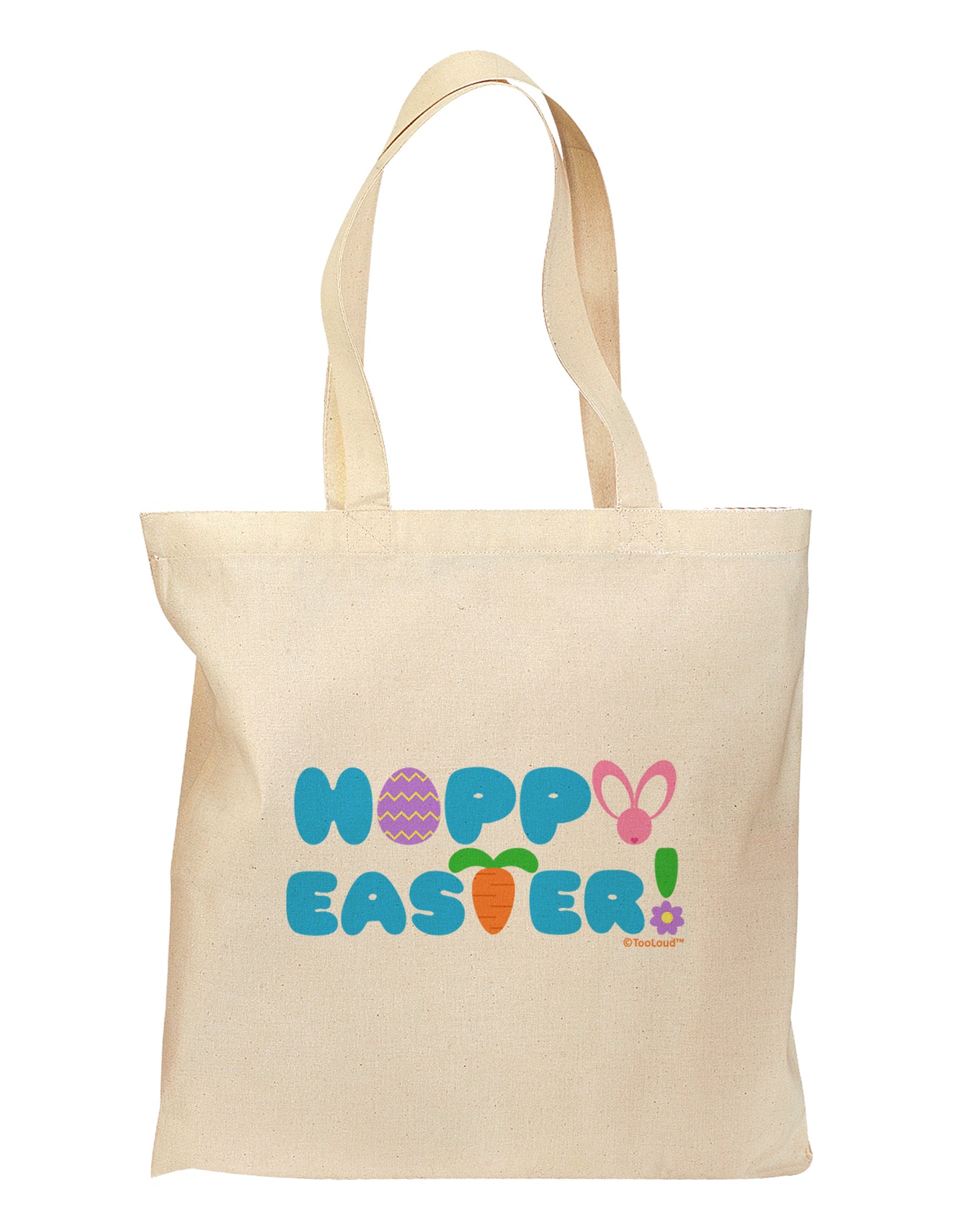 Cute Decorative Hoppy Easter Design Grocery Tote Bag by TooLoud-Grocery Tote-TooLoud-Natural-Medium-Davson Sales