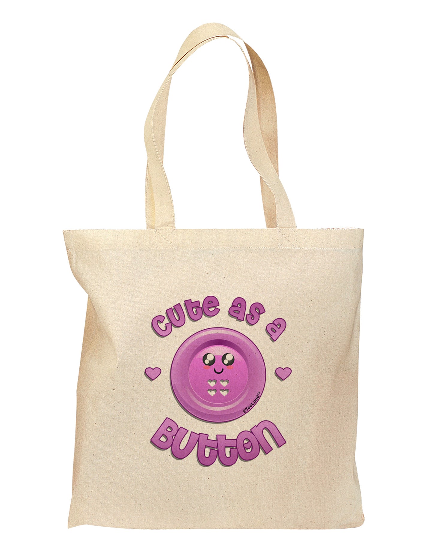 Cute As A Button Smiley Face Grocery Tote Bag-Grocery Tote-TooLoud-Natural-Medium-Davson Sales