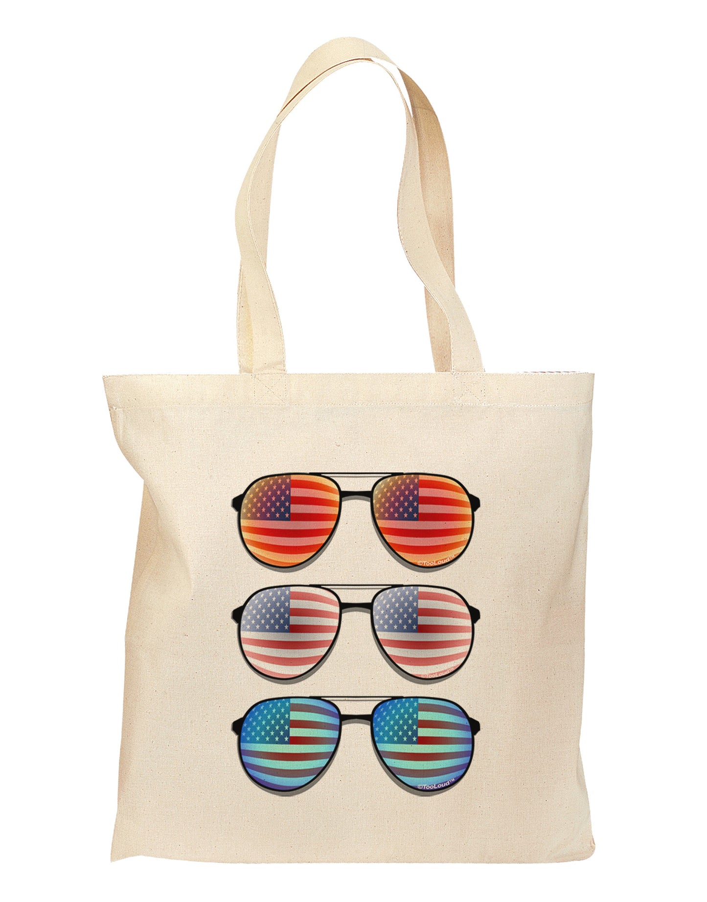 Red White and Blue USA Flag Aviators Grocery Tote Bag-Grocery Tote-TooLoud-Natural-Medium-Davson Sales