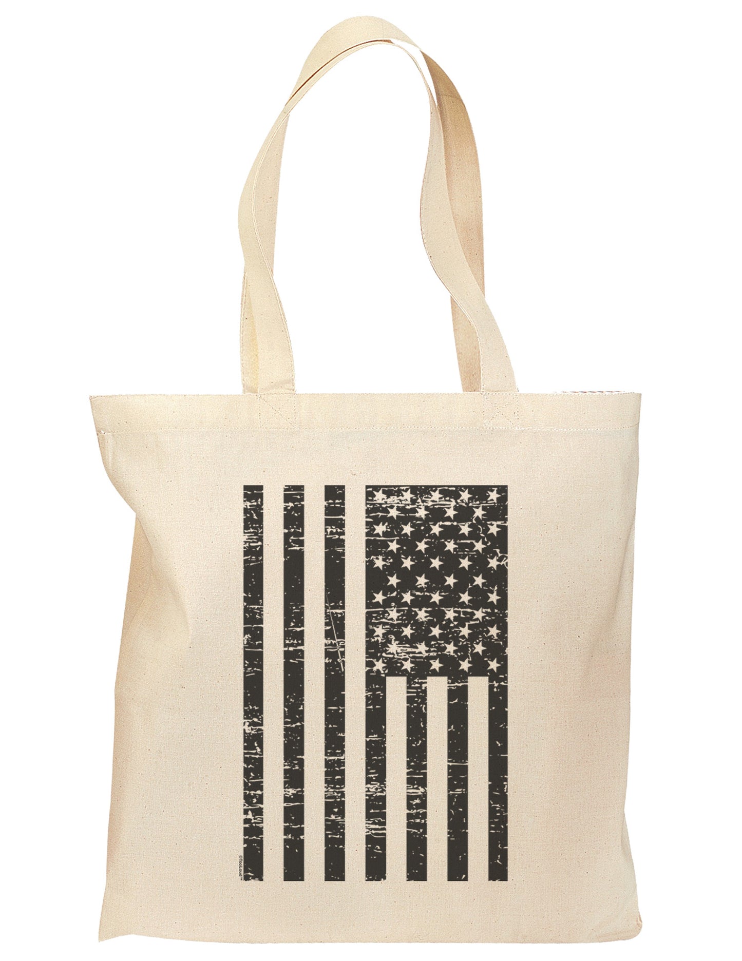 Vintage Black and White USA Flag Grocery Tote Bag-Grocery Tote-TooLoud-Natural-Medium-Davson Sales
