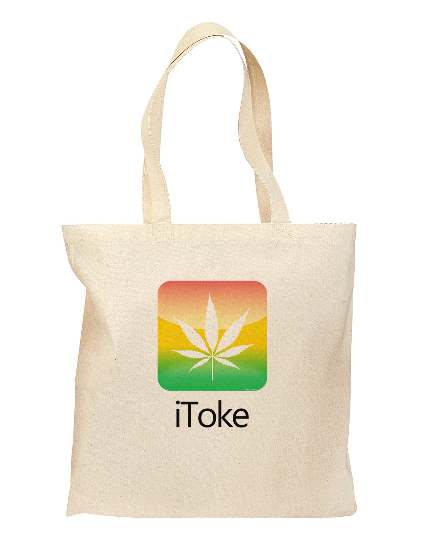 iToke Logo - Marijuana Leaf Grocery Tote Bag-Grocery Tote-TooLoud-Natural-Medium-Davson Sales