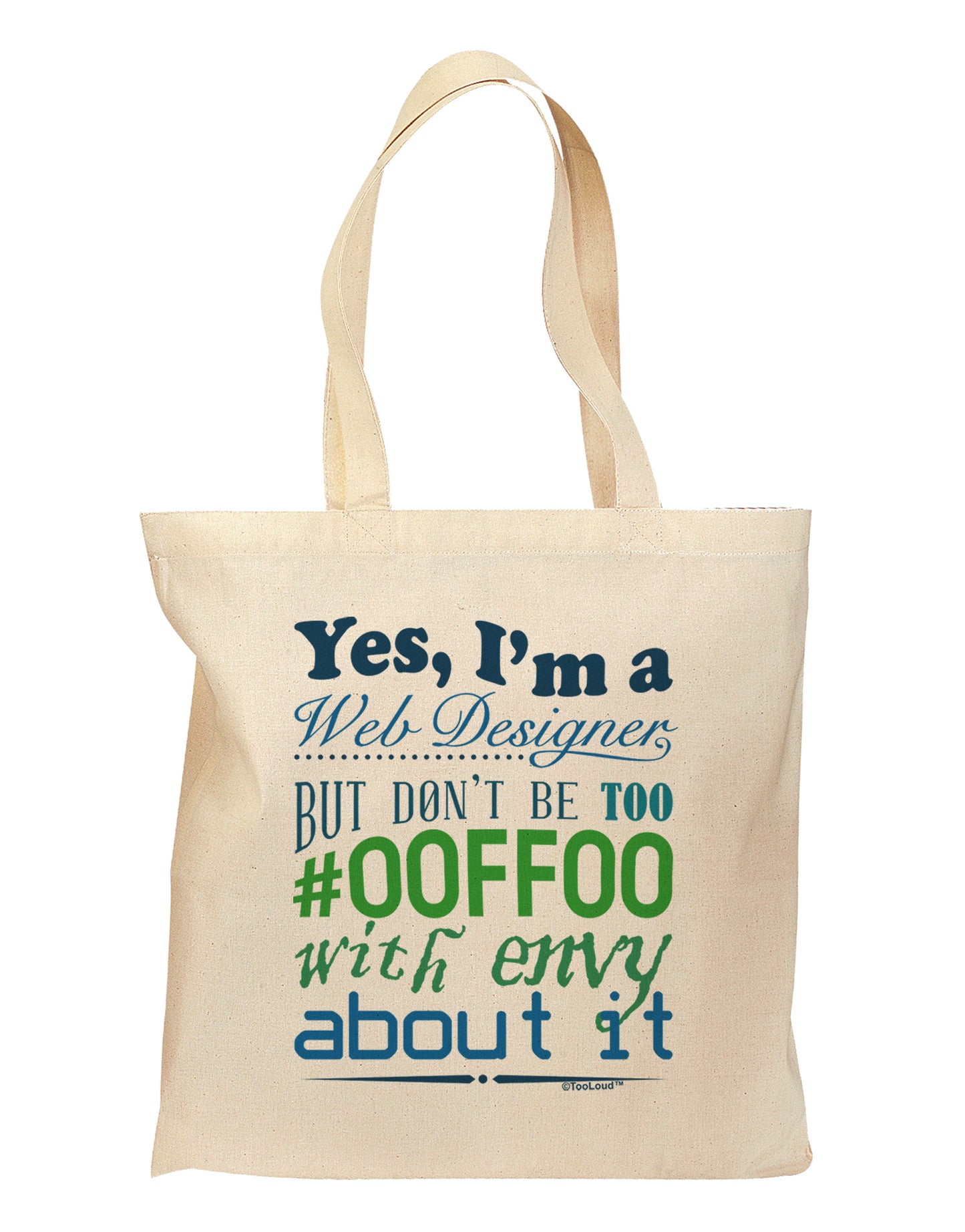 Web Designer -00FF00 With Envy Grocery Tote Bag - Natural-Grocery Tote-TooLoud-Natural-Medium-Davson Sales