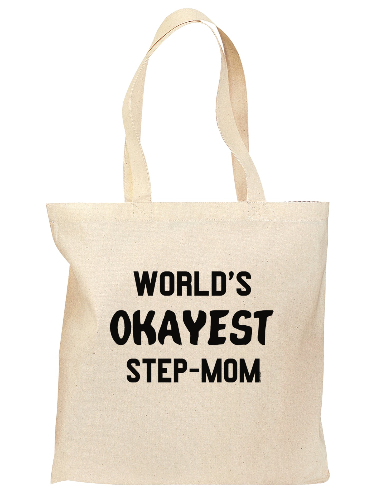 World's Okayest Step-Mom Grocery Tote Bag-Grocery Tote-TooLoud-Natural-Medium-Davson Sales